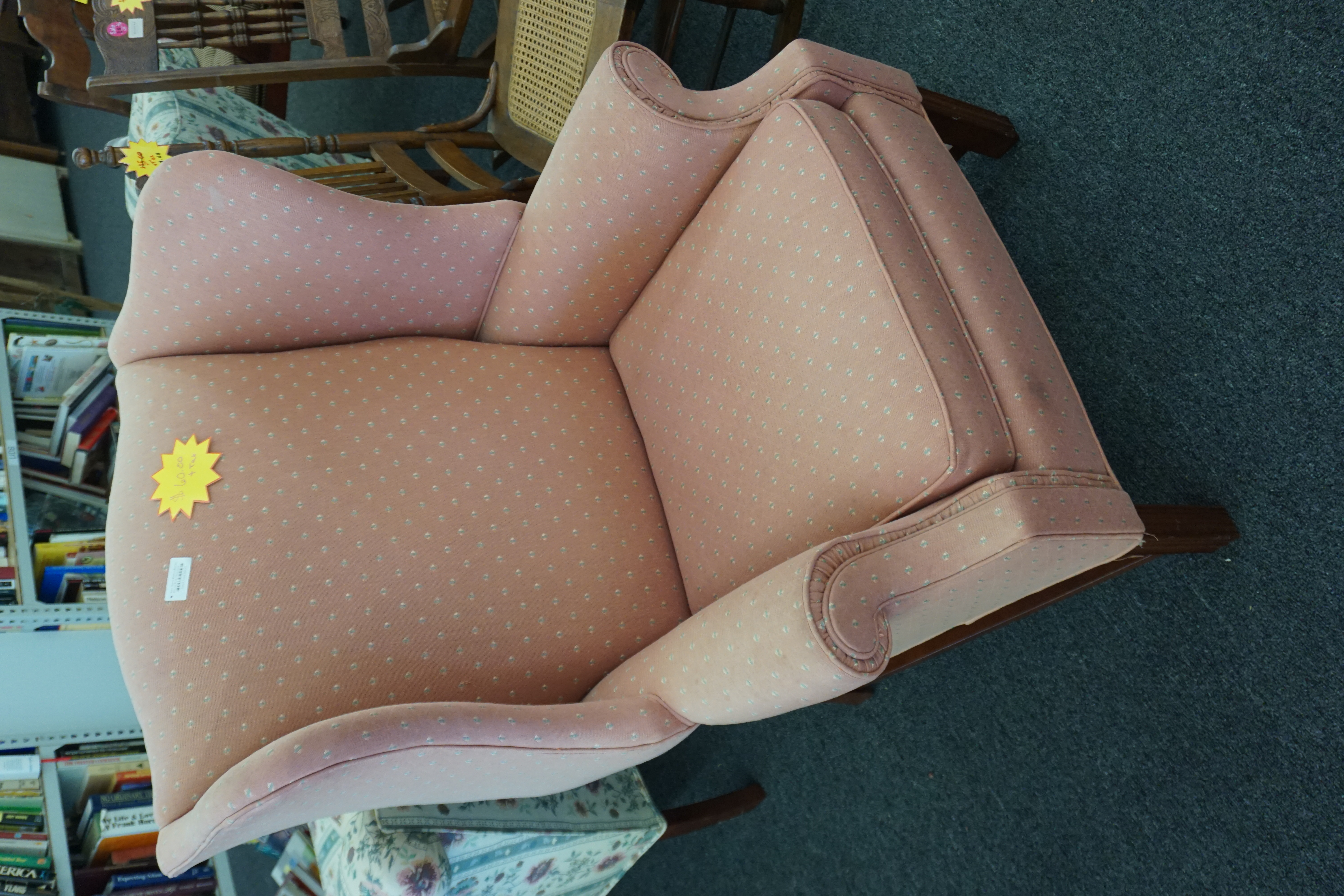 (image for) Pink Stripede Wingback Chair by Fairfield Furniture Co. (8005)