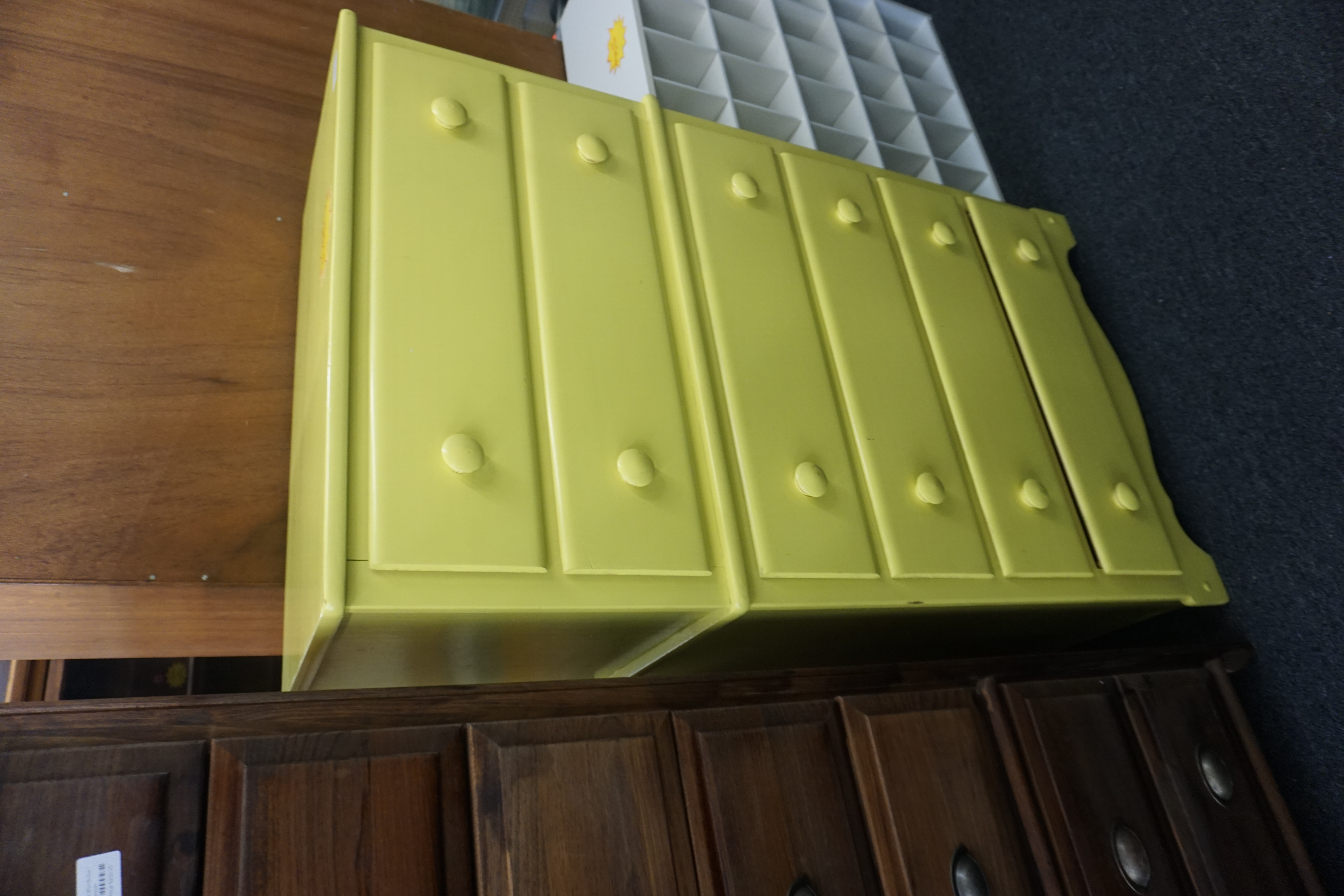 (image for) Yellow Chest on Chest Dresser 6 Drawers 23.5" Long 12.25" Tall (8274)