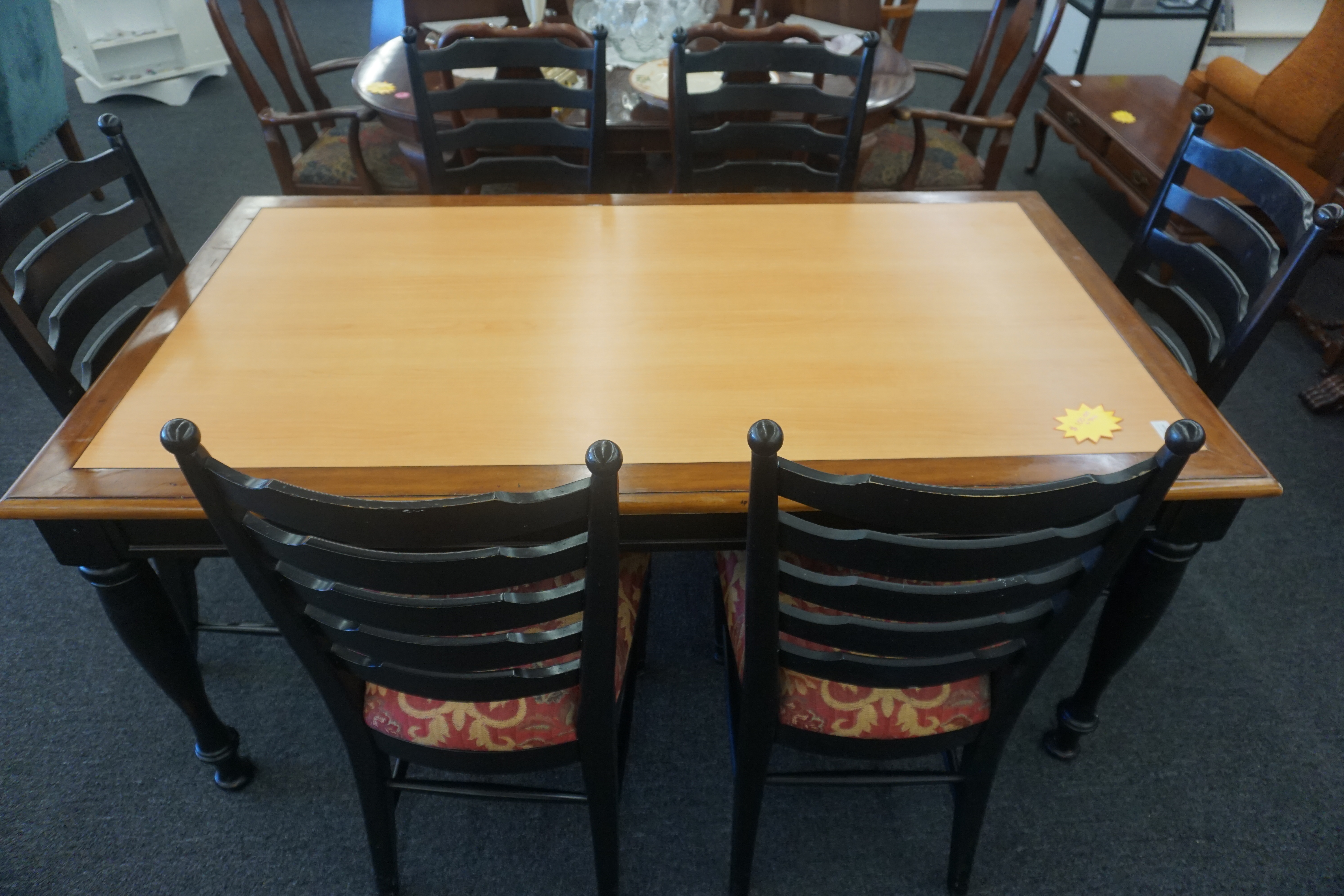 (image for) Table with 6 Chairs 2-tone Color 68" Long 37.75" Wide 30" Tall (8519)