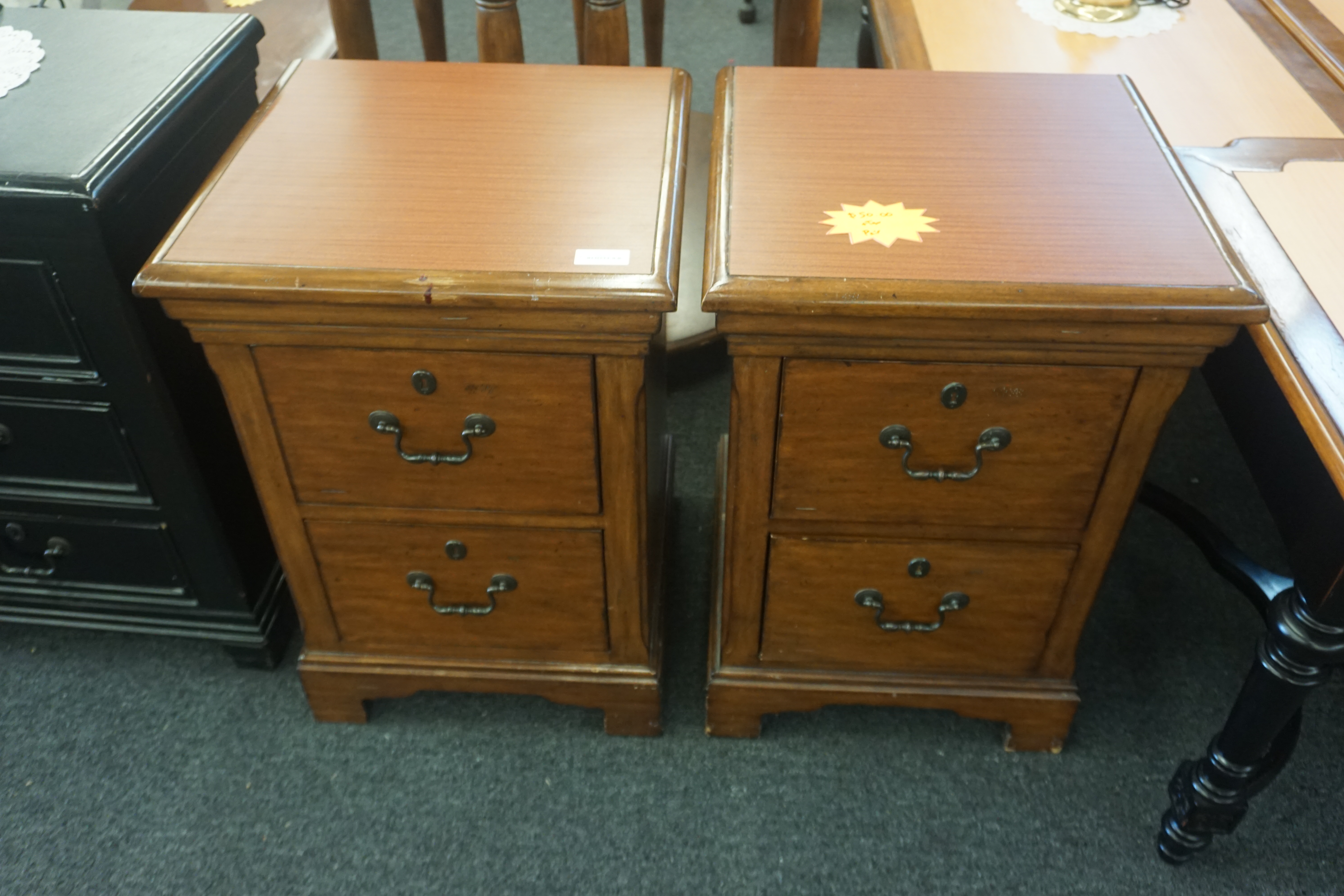 (image for) 2-Tone 2-Drawer Night Stand / Side Table Pair (8527)