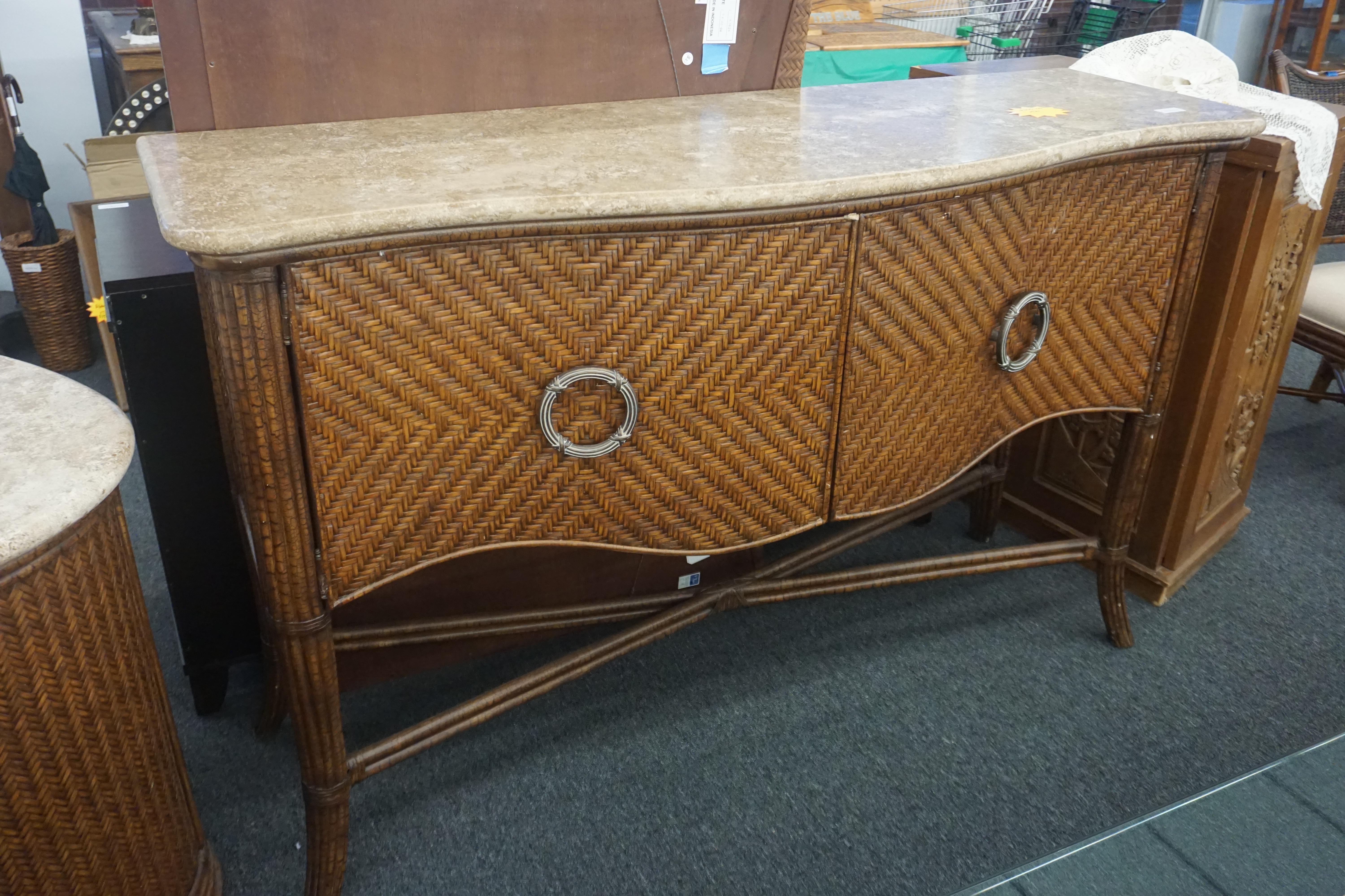 (image for) Henry Link rattan credenza with mirror (8793)