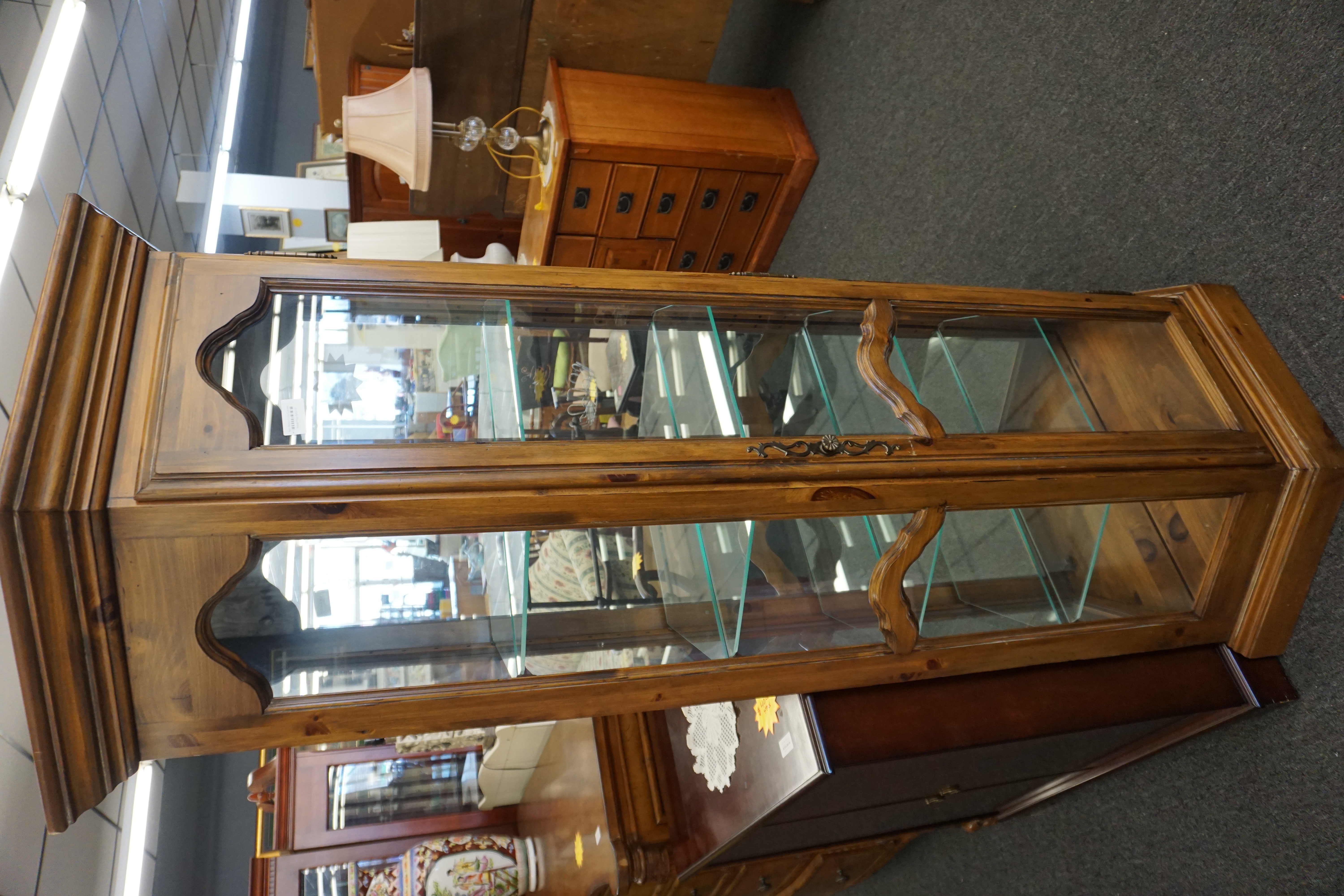 (image for) Ethan Allen curio cabinet with four glass shelves and working light (8970)