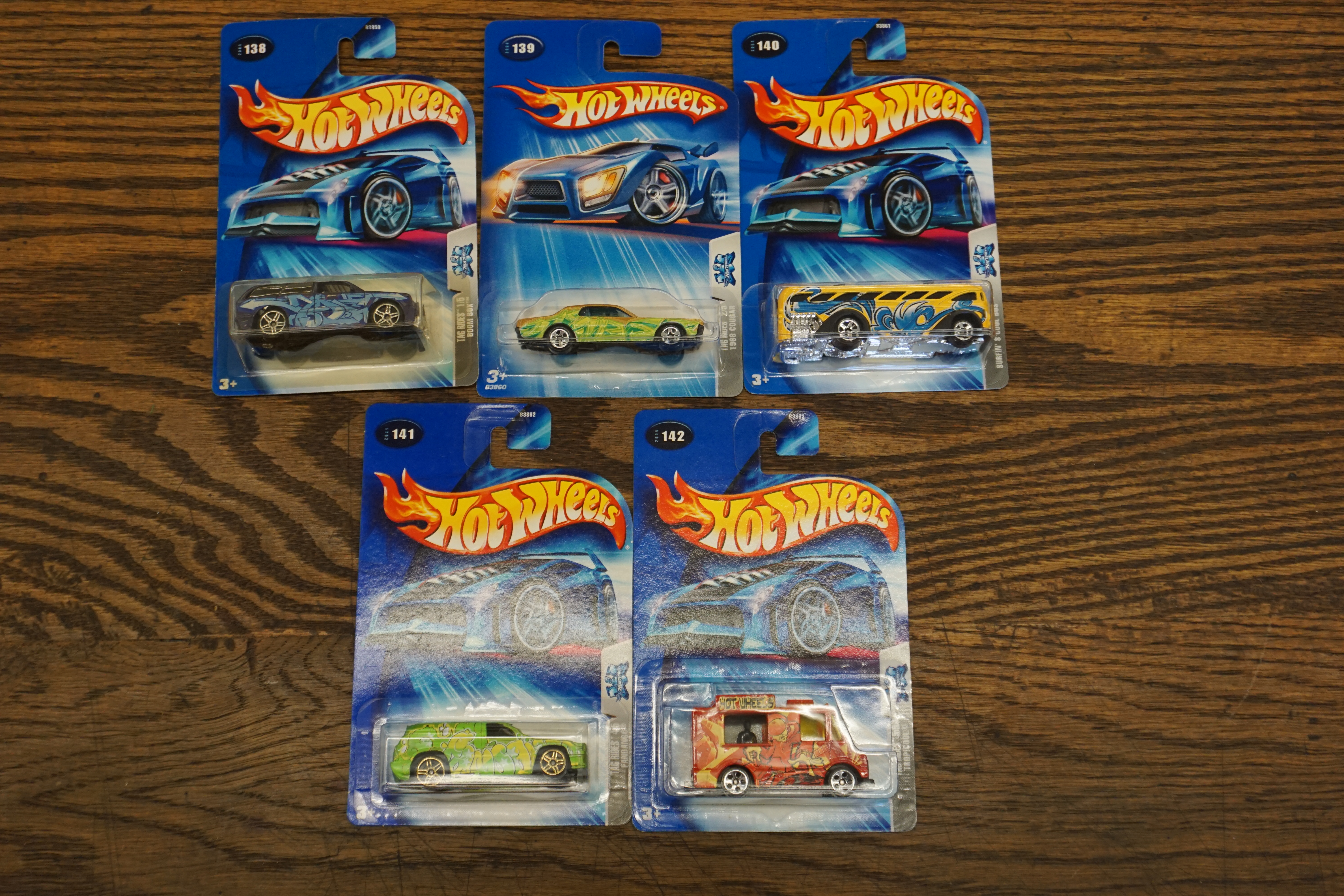 (image for) HotWheels 2003 Tag Rides complete set of five cars (2464)