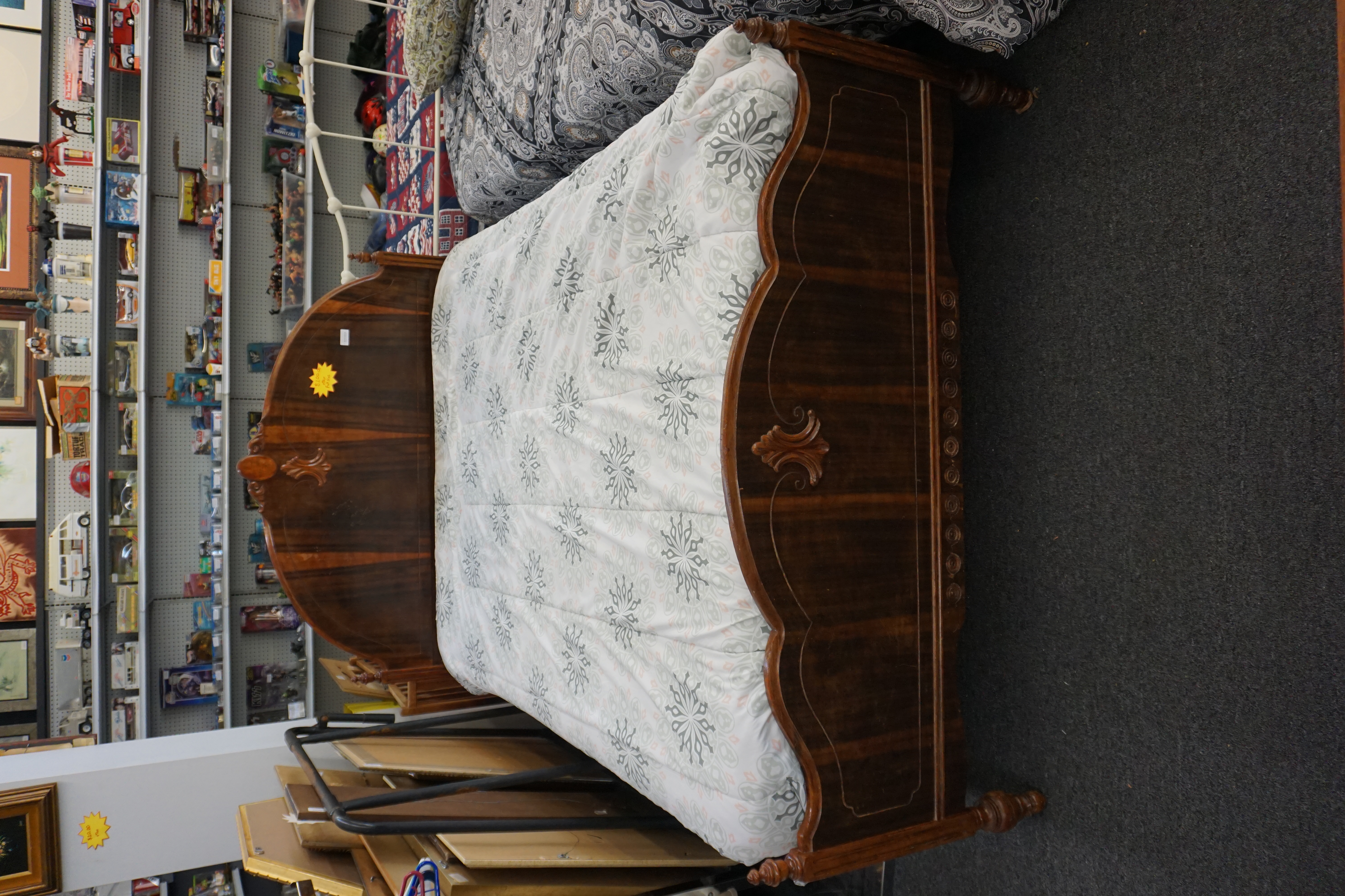 (image for) Full-sized wooden bed frame with mattress and boxspring (8945)