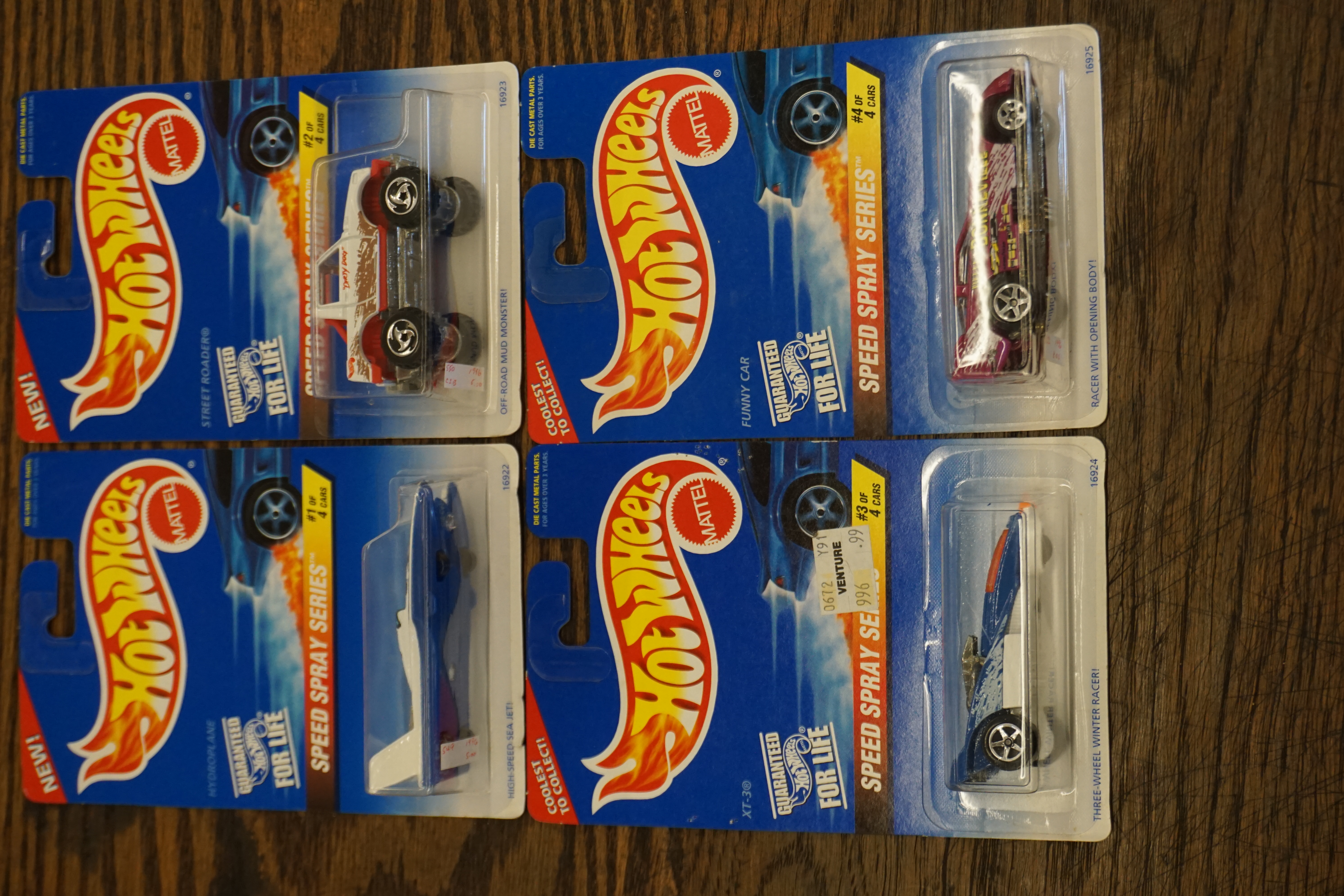 (image for) HotWheels 1996 Speed Spray series complete set of four cars (4309)