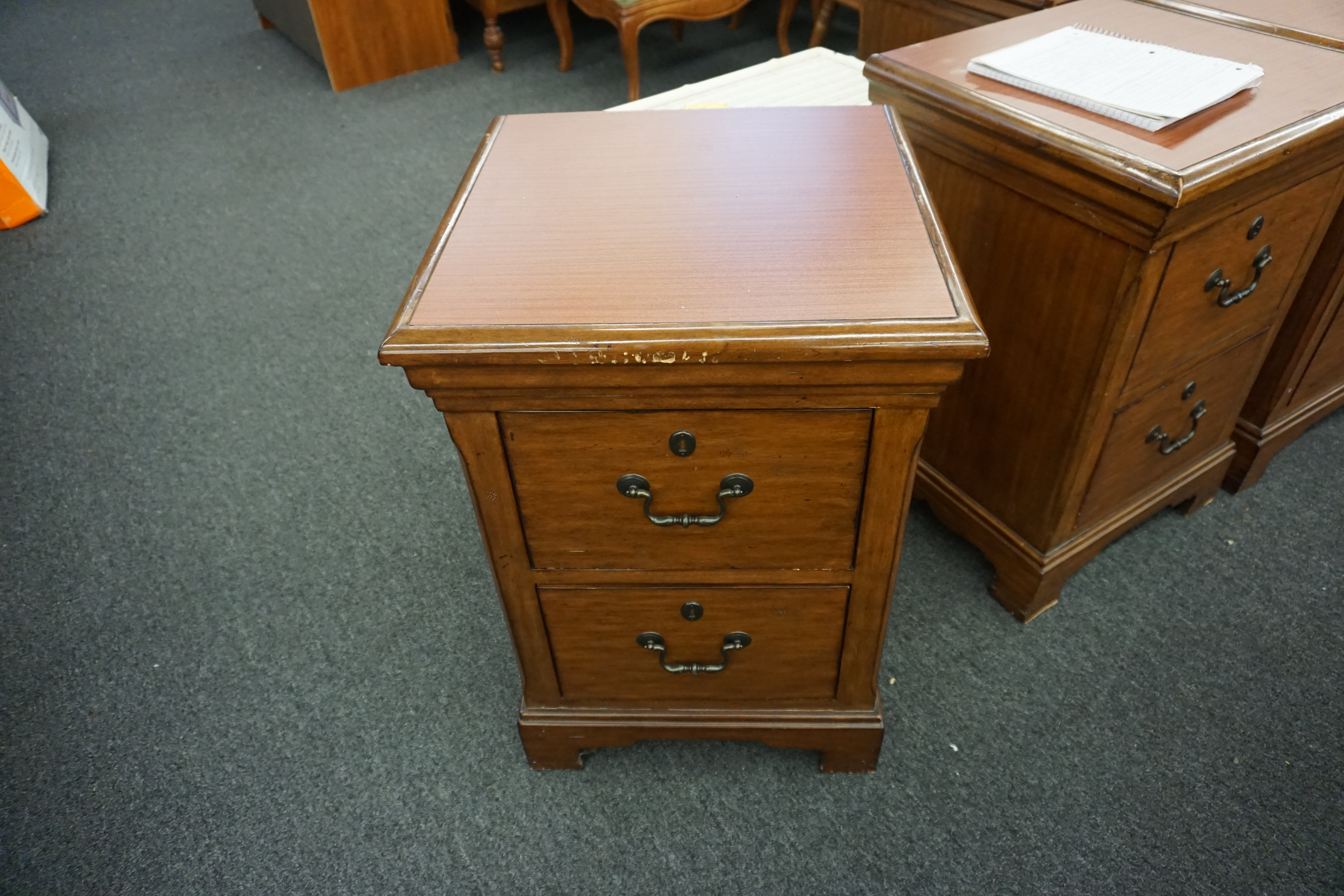 (image for) 2 Tone Dark wood Side Table Pair 20" Wide 19" Deep 28" Tall (8527)