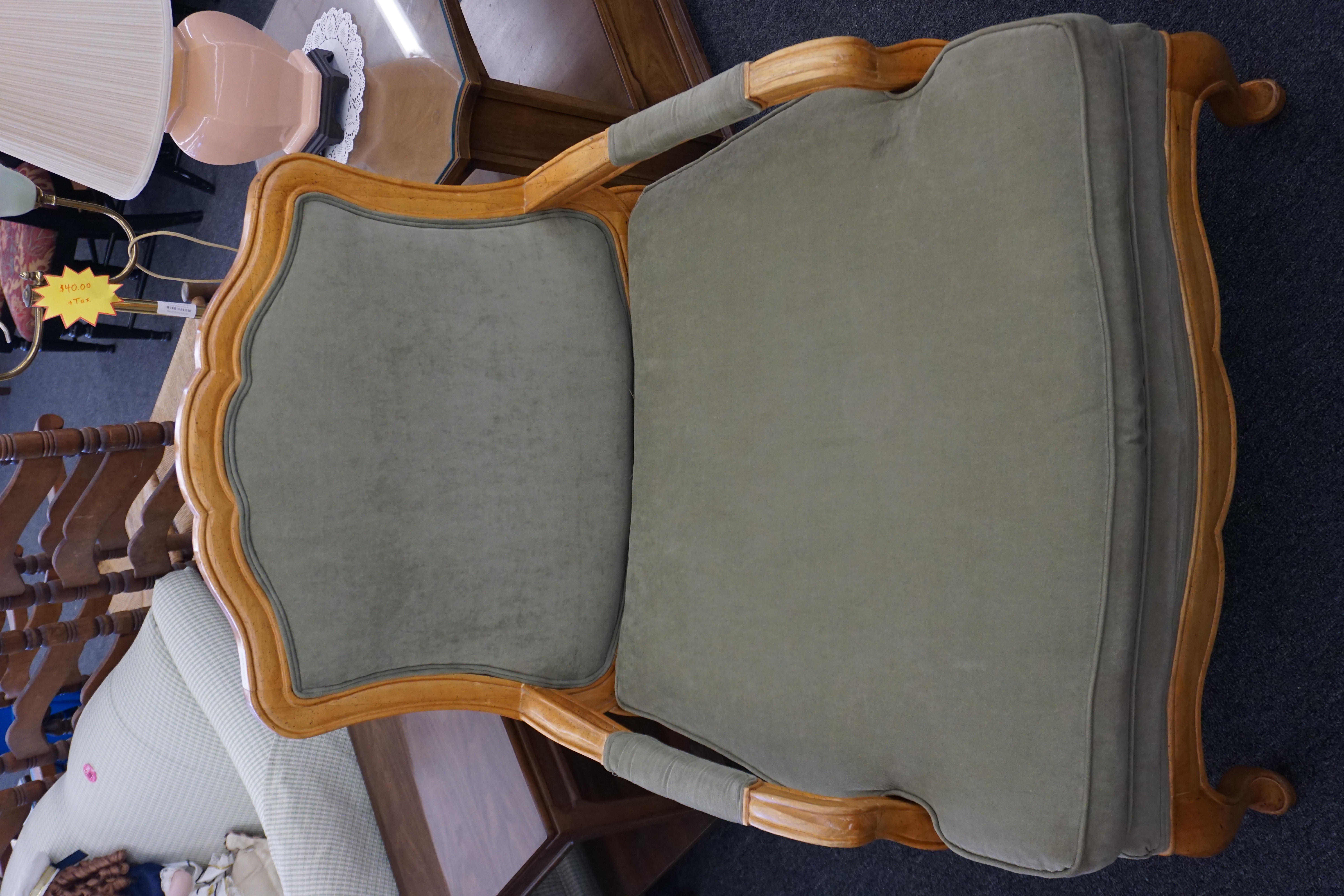 (image for) Large green upholstered armchair (9374)