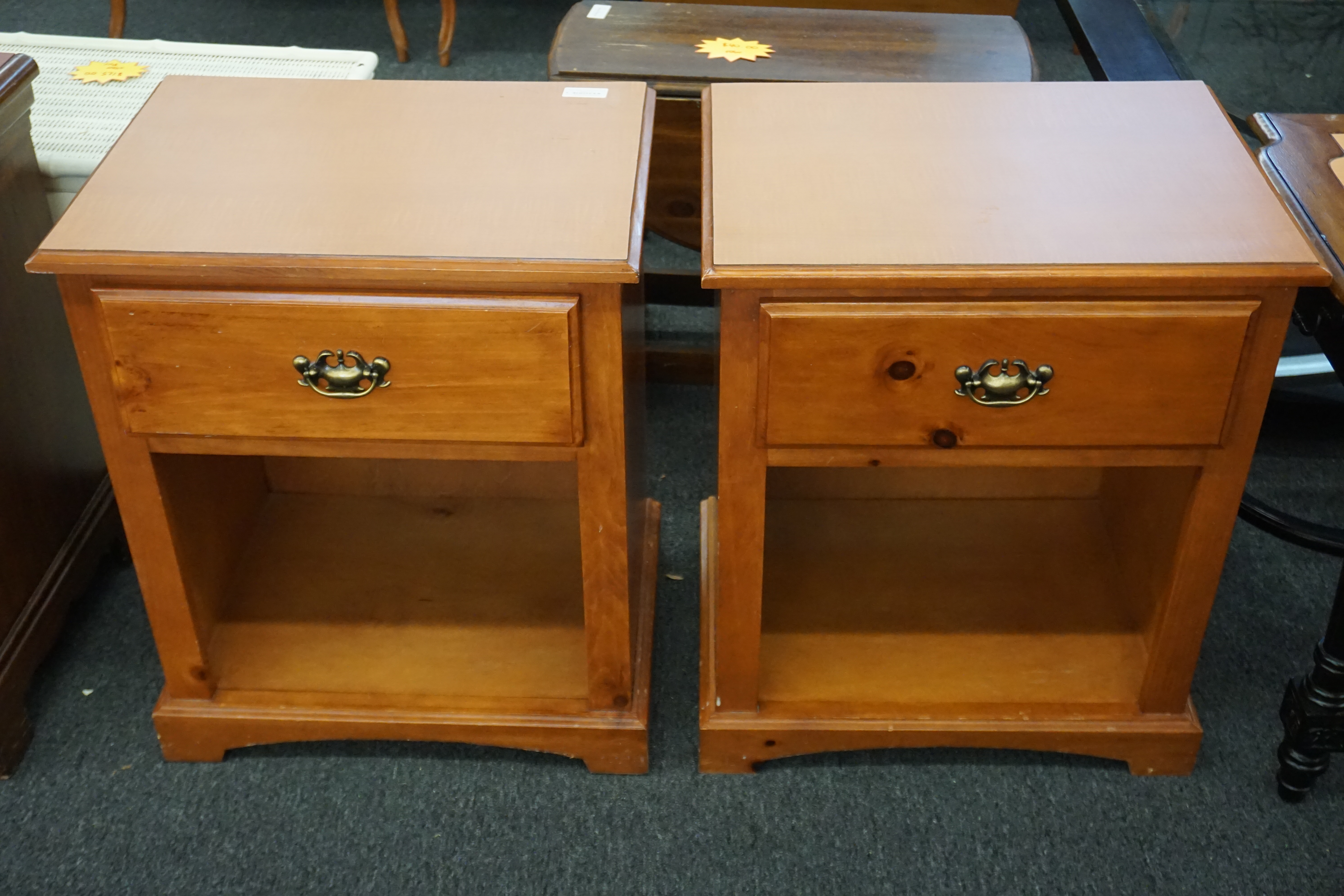 (image for) Side table pair with one drawer and lower cabinet area (8527)