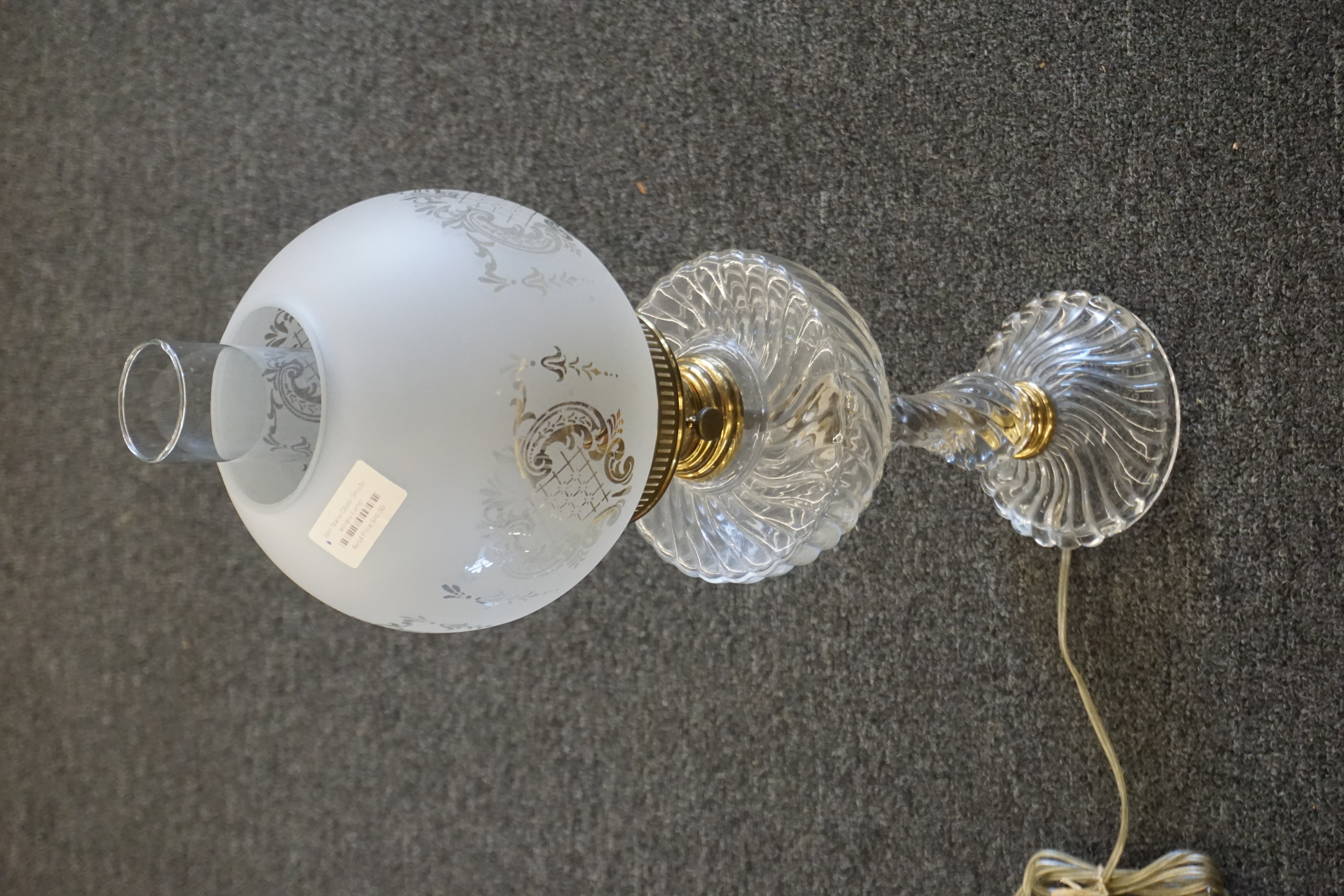 (image for) Vintage clear glass lamp with glass shade (7321)