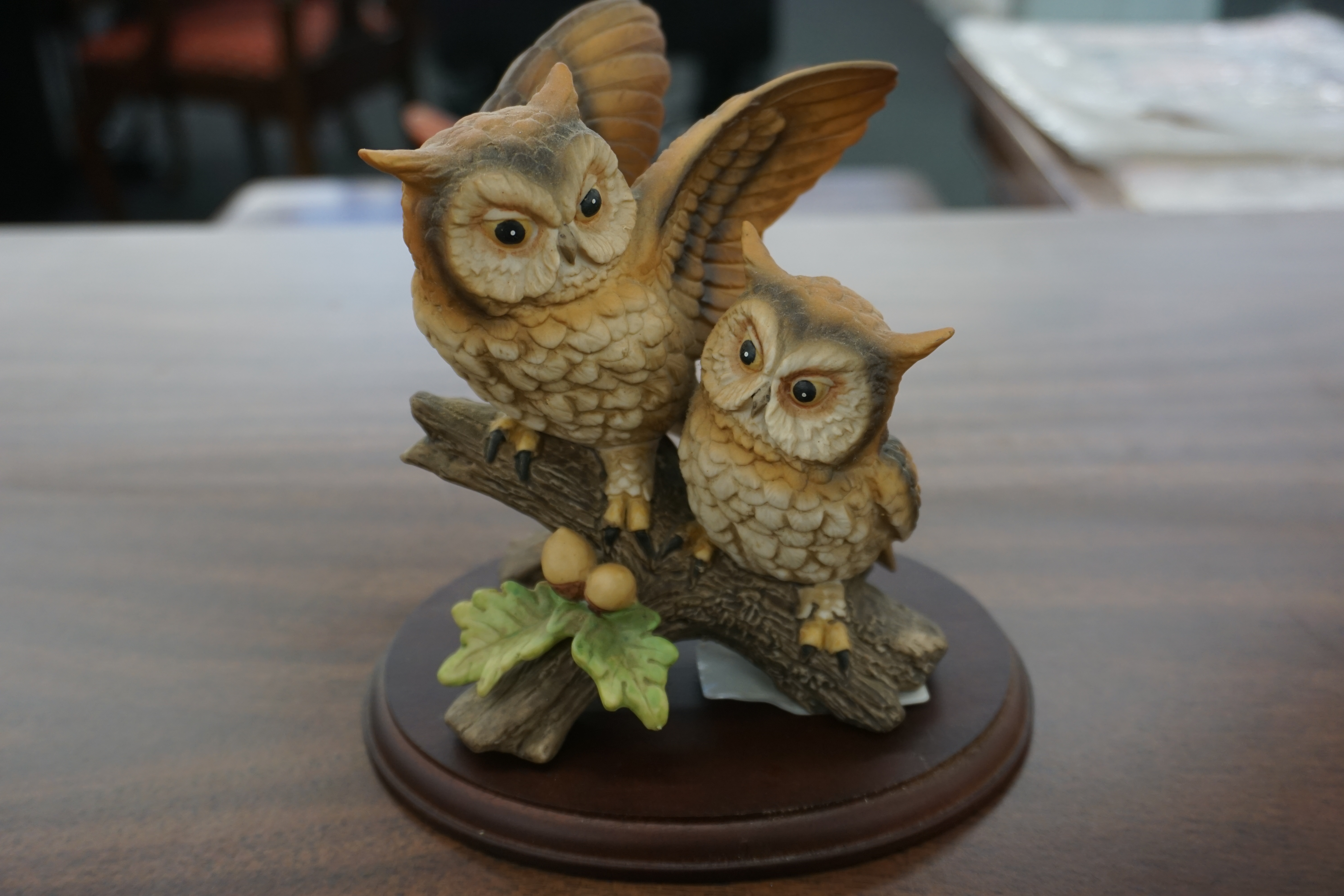 (image for) Vintage Homco Ceramic Porcelain Barn Owl Duo Figurine Marked #1404 with stand (9550)