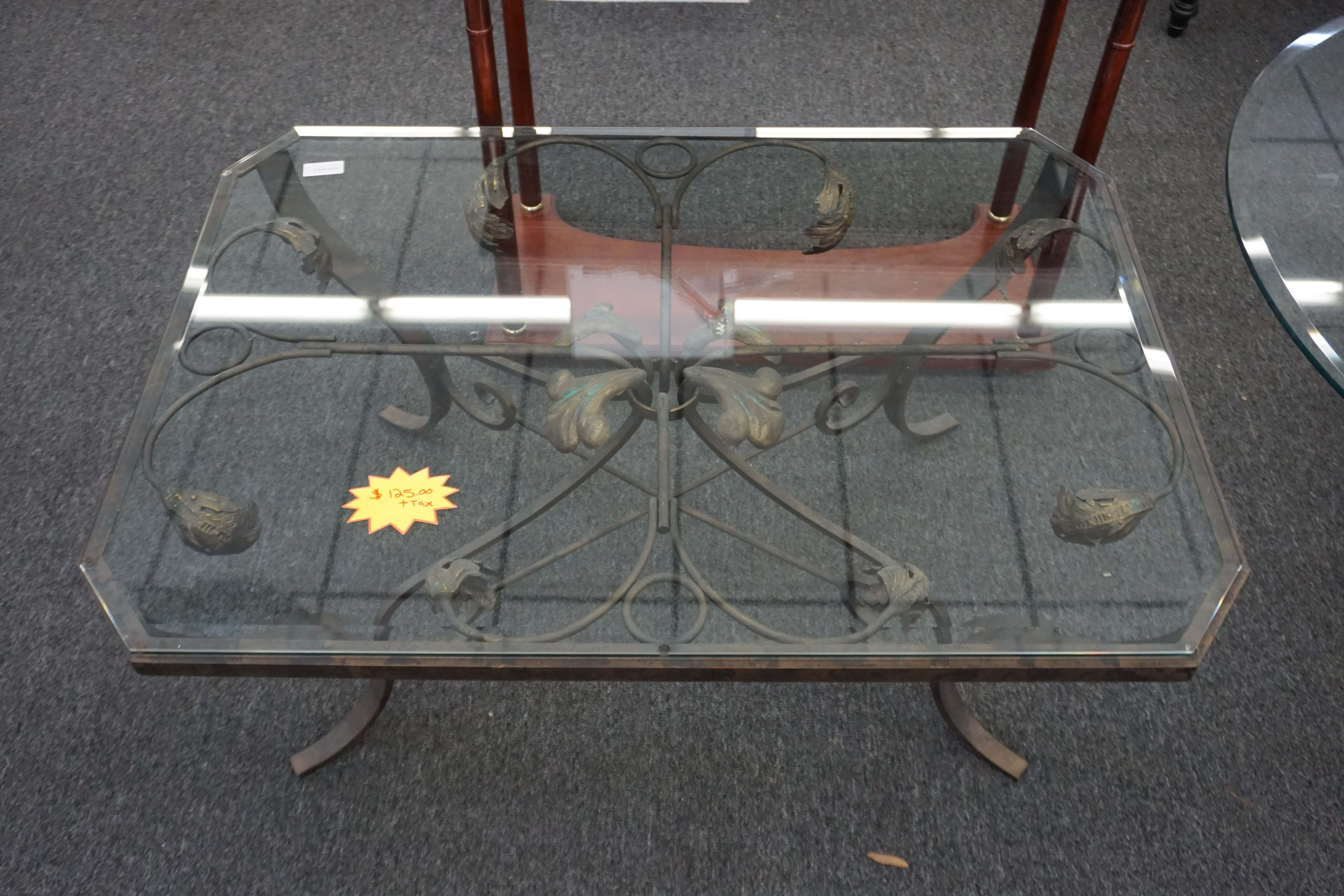 (image for) Rod iron and glass coffee table (9681)