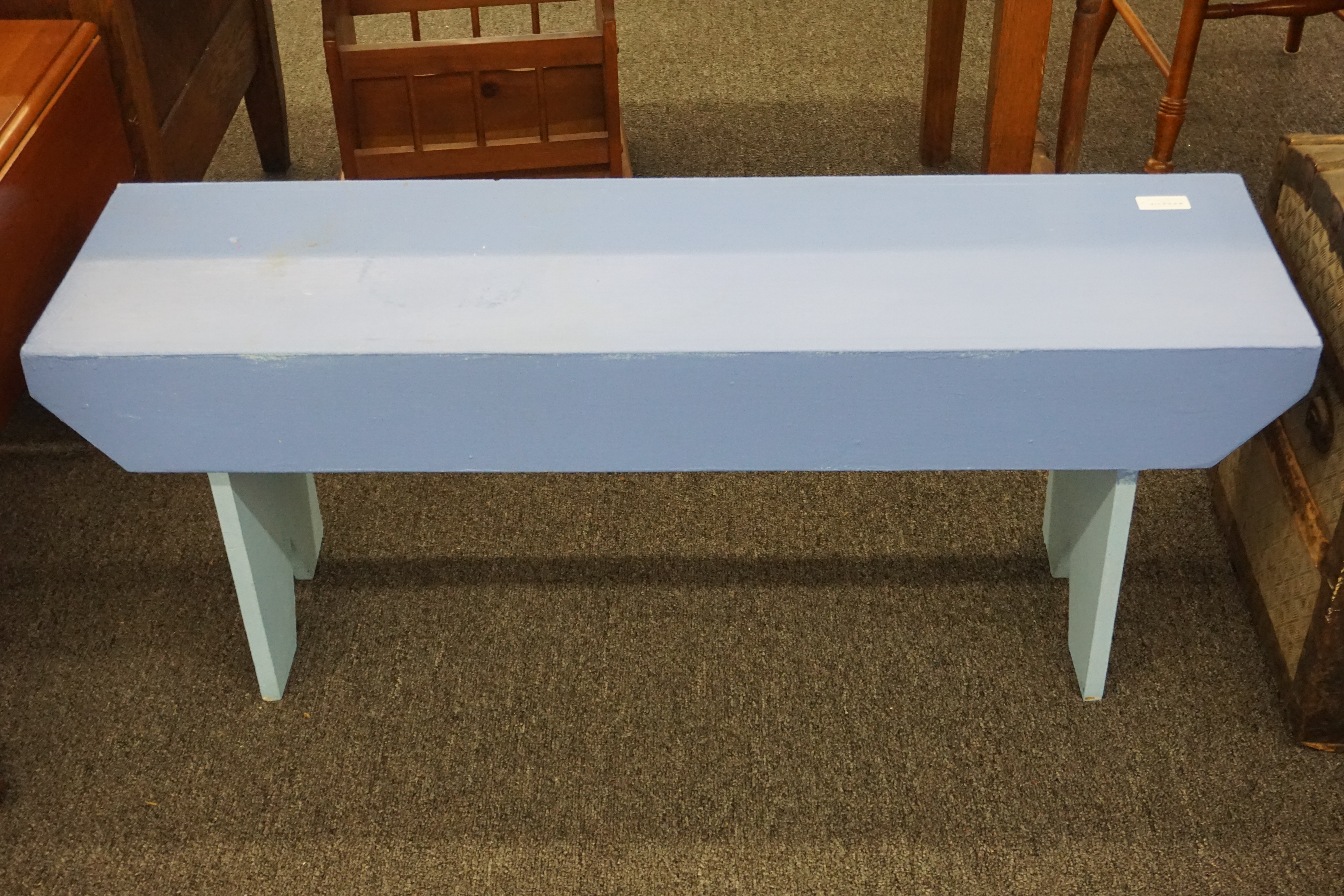 (image for) Handmade wooden blue bench (9700)