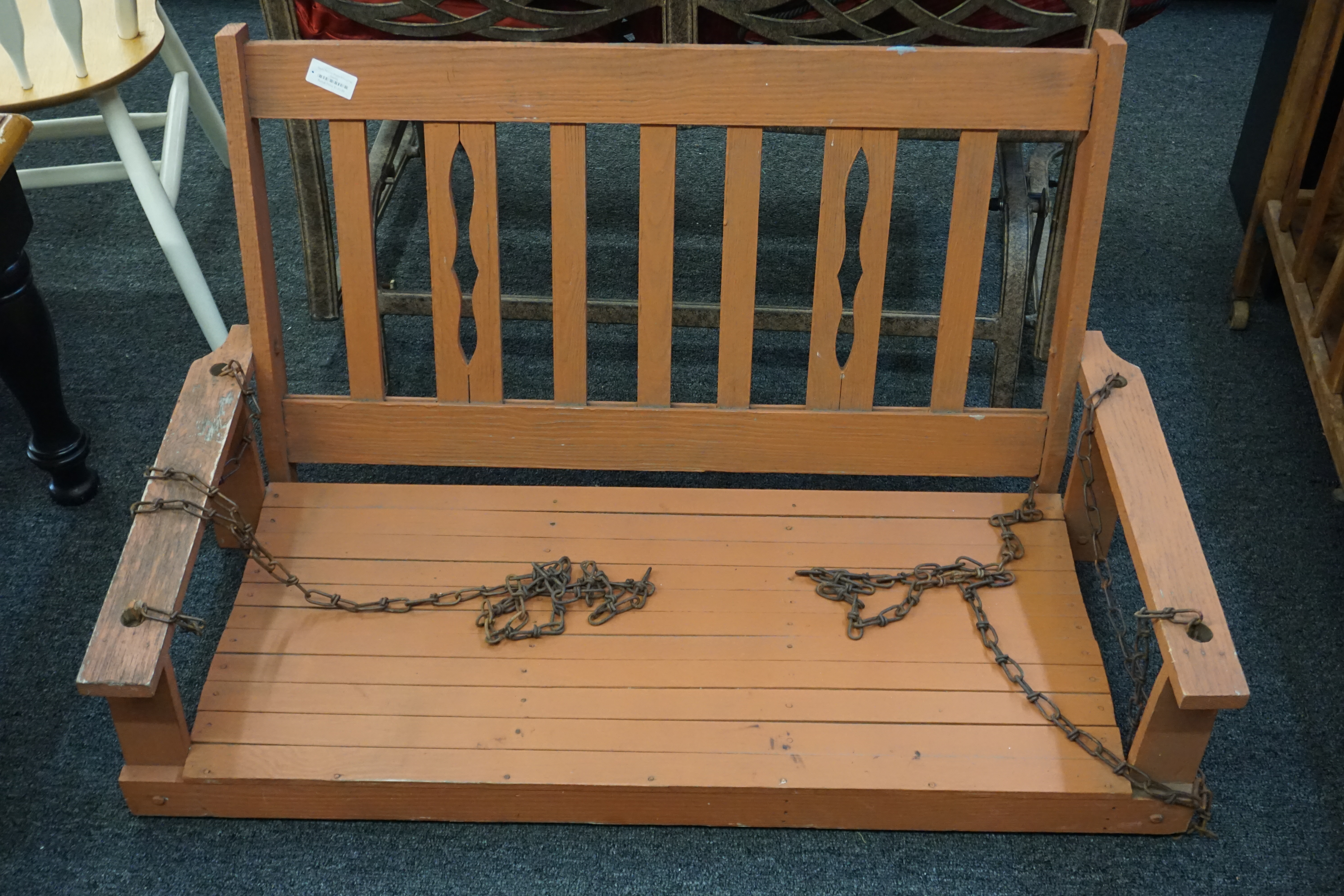 (image for) Small wooden patio hanging bench swing (9705)