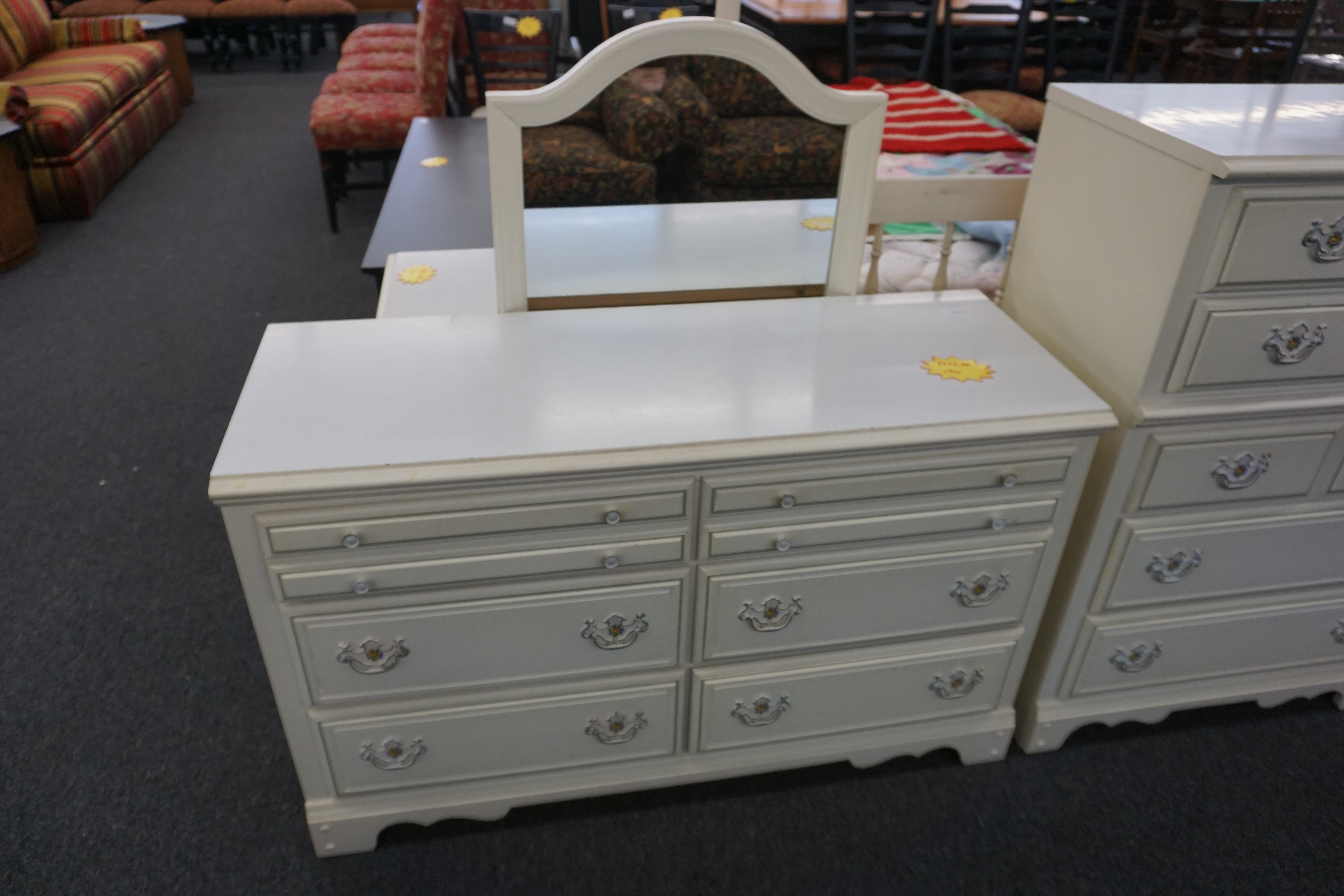 (image for) Six-drawer dresser with mirror by Style Mark American made in Wilkesboro, N.C. (9675)