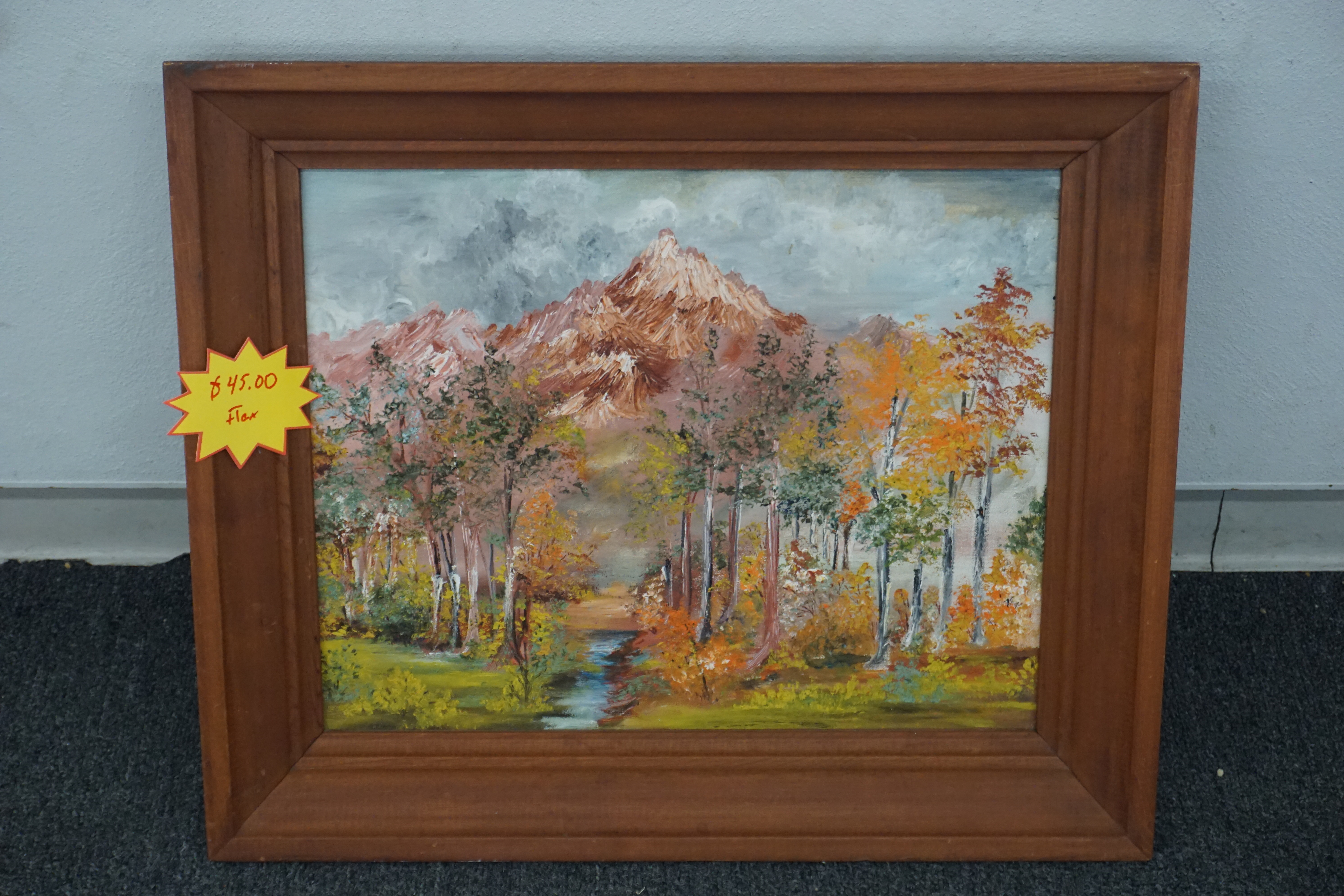 (image for) Vintage mountain landscape oil painting (8405)