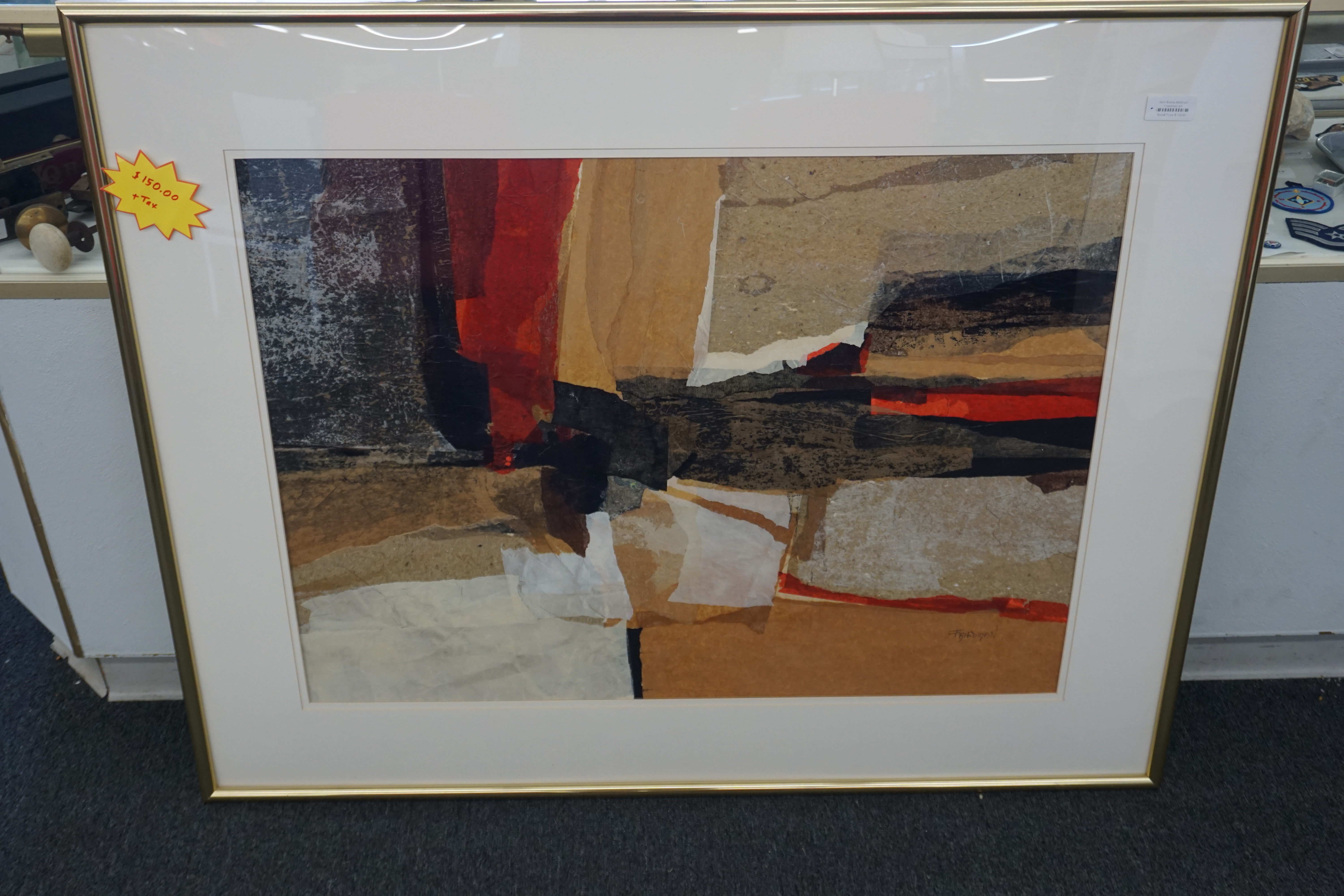 (image for) Framed abstract art piece signed "Friedman" (9685)