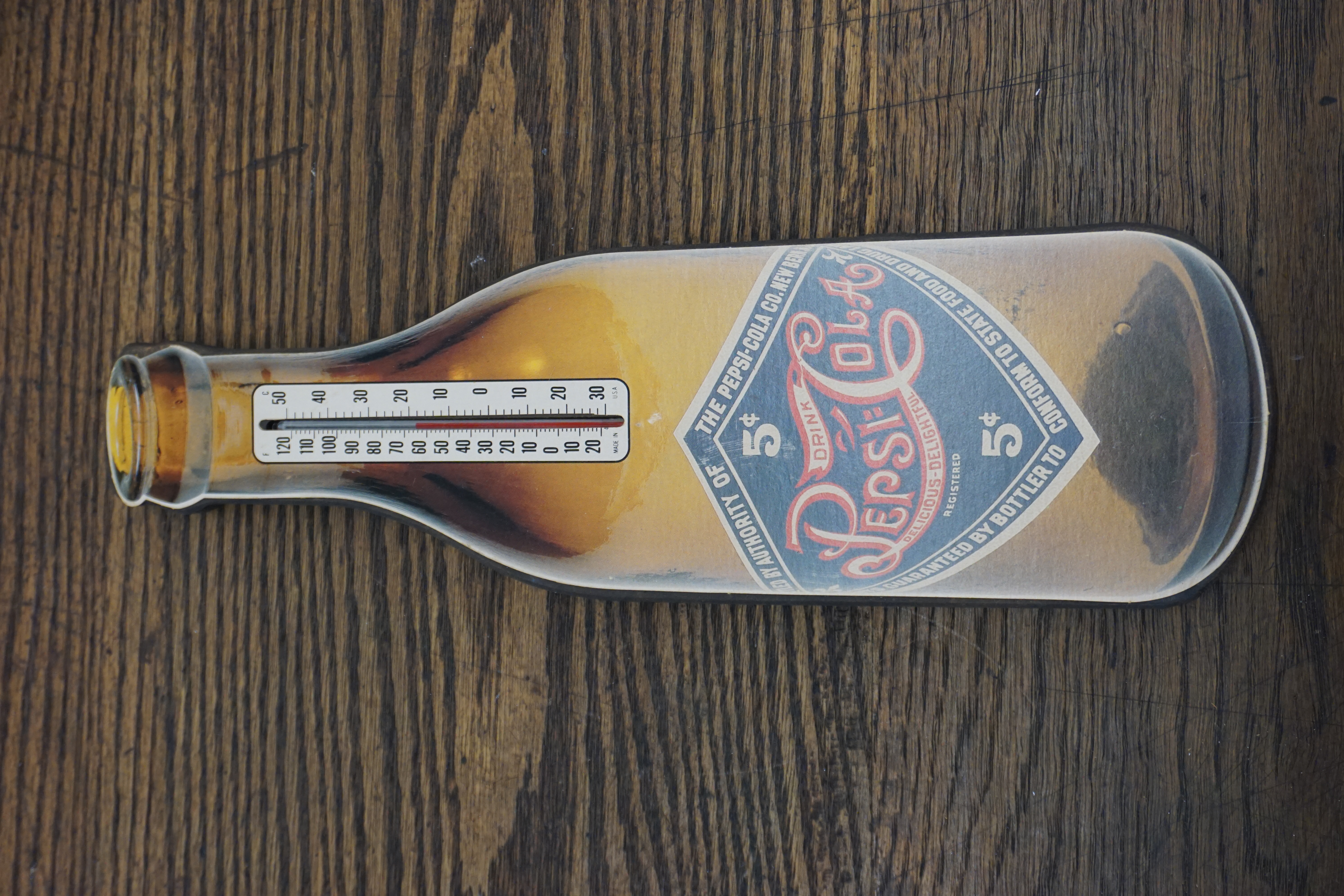 (image for) Drink Pepsi-Cola thermometer sign made by Bristol Craft (9574)