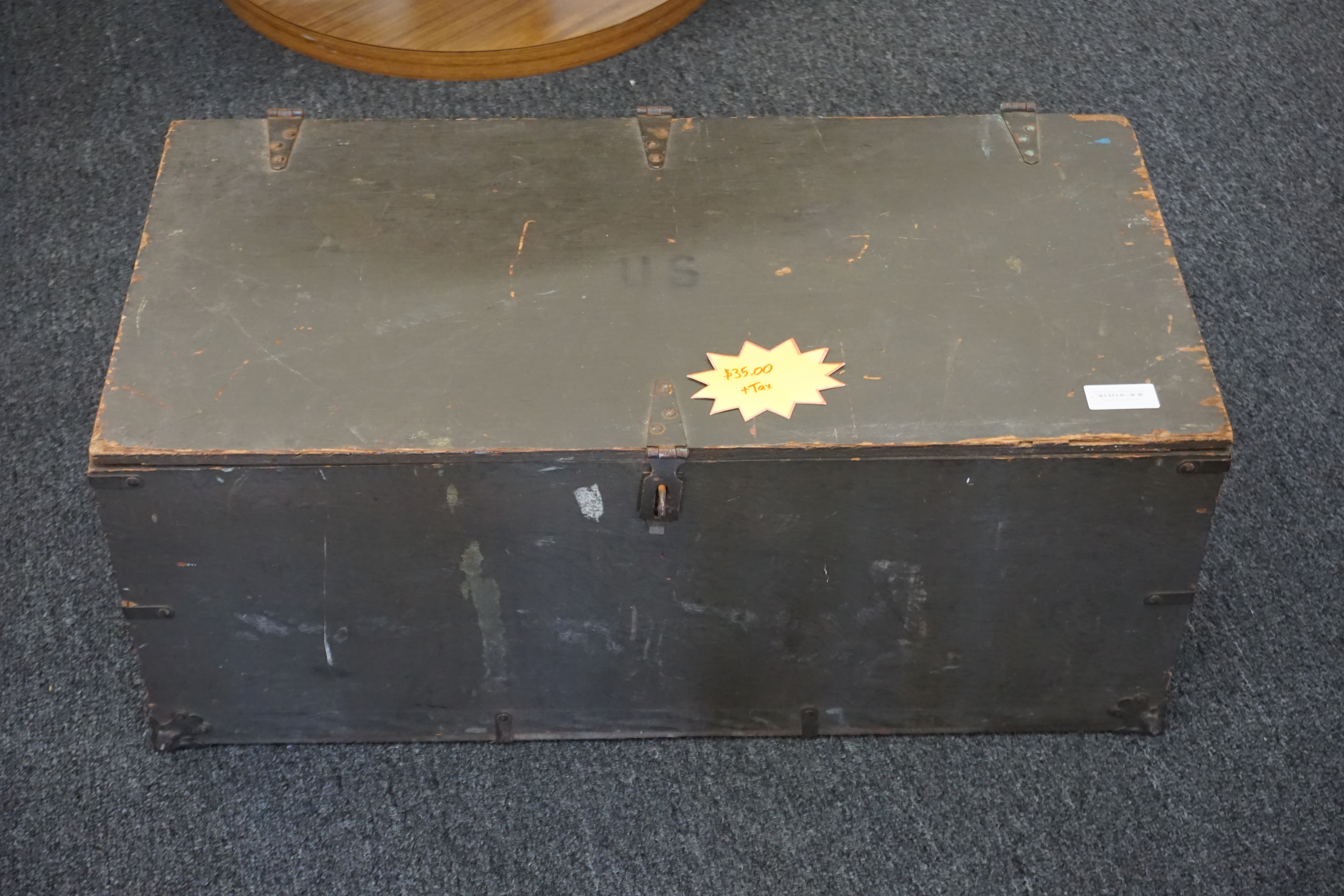 (image for) Vintage wooden military trunk/ footlocker (8530)