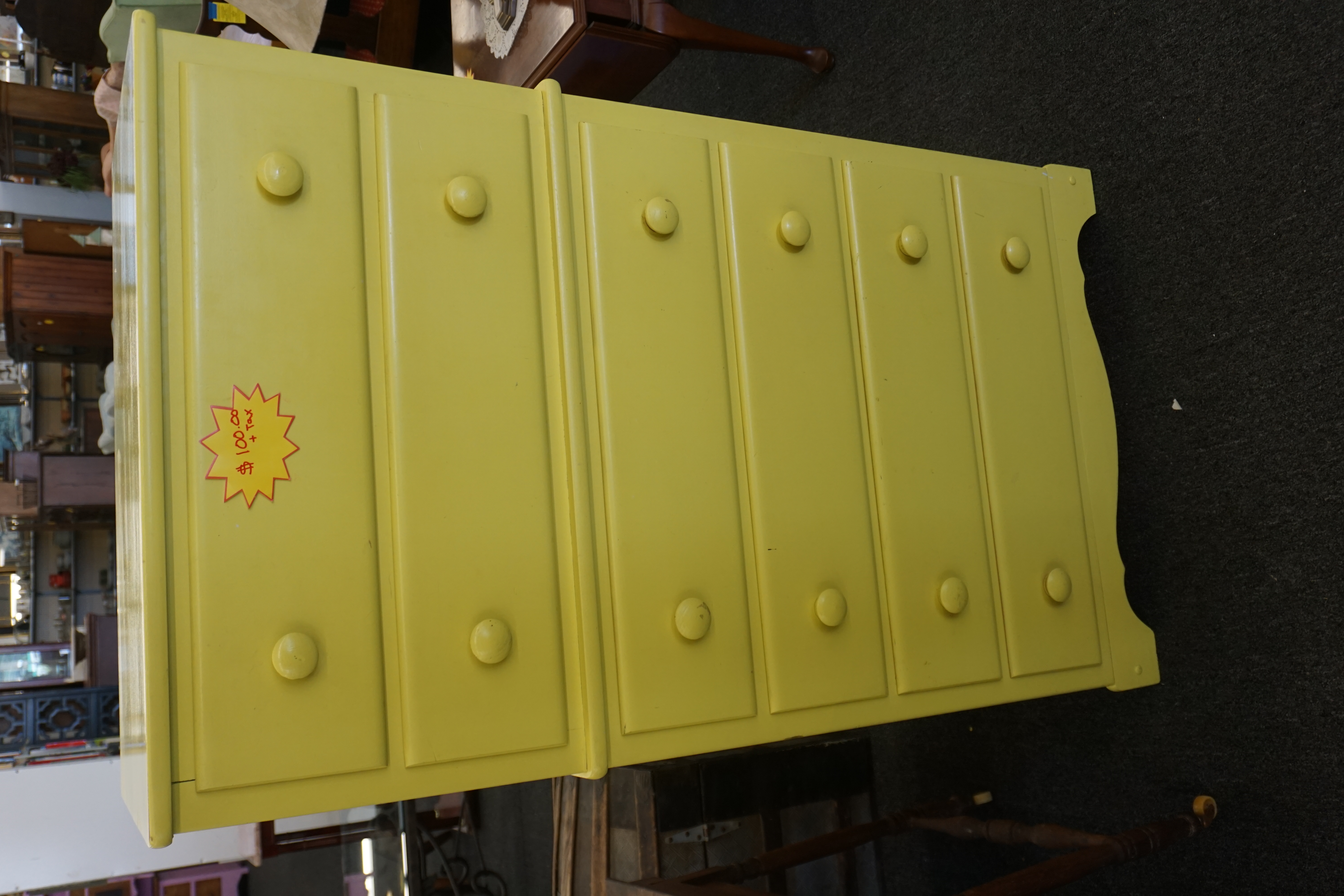 (image for) Yellow six drawer dresser (9936)