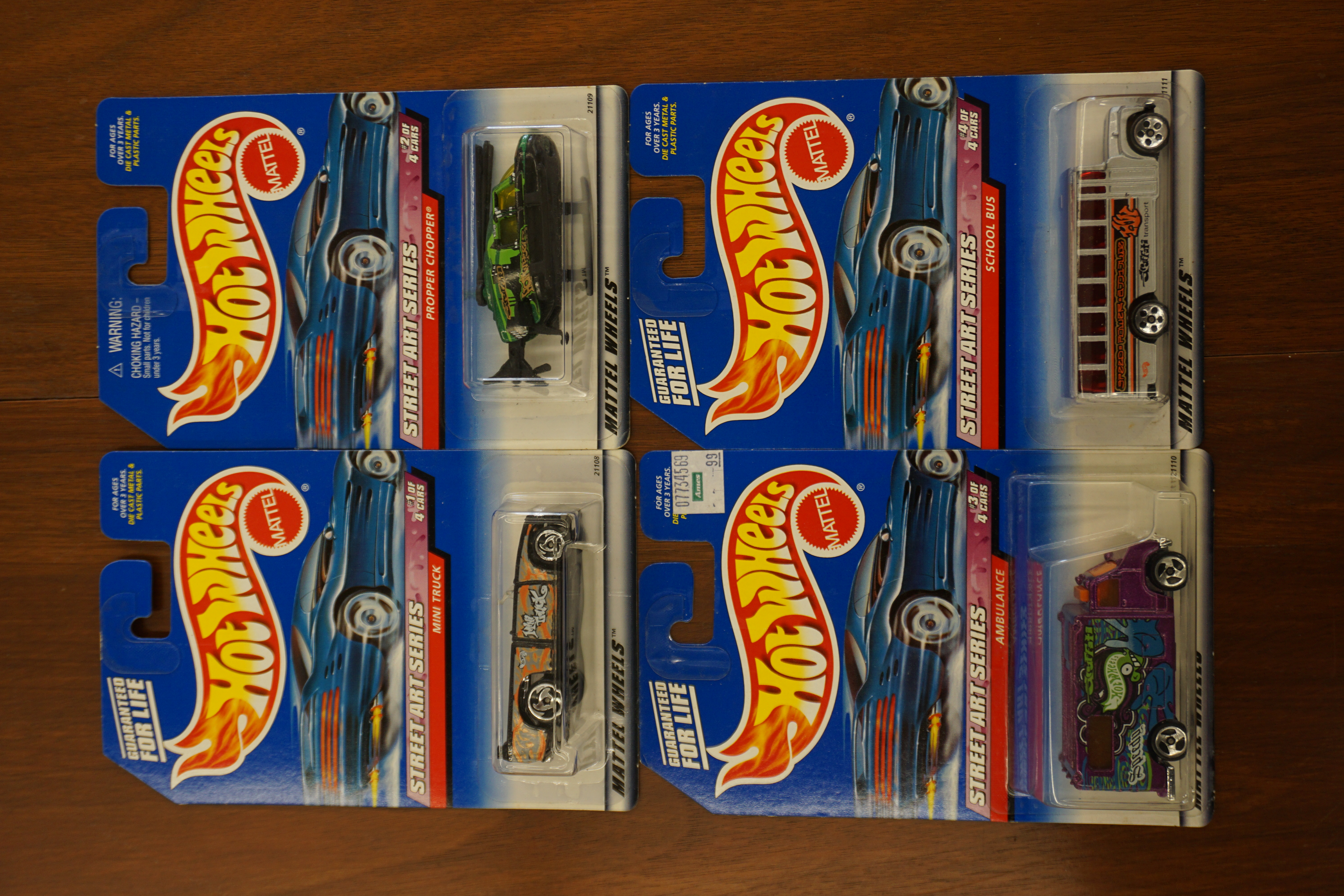 (image for) HotWheels 1998 Street Art Series set of four cards new and carded (1993)