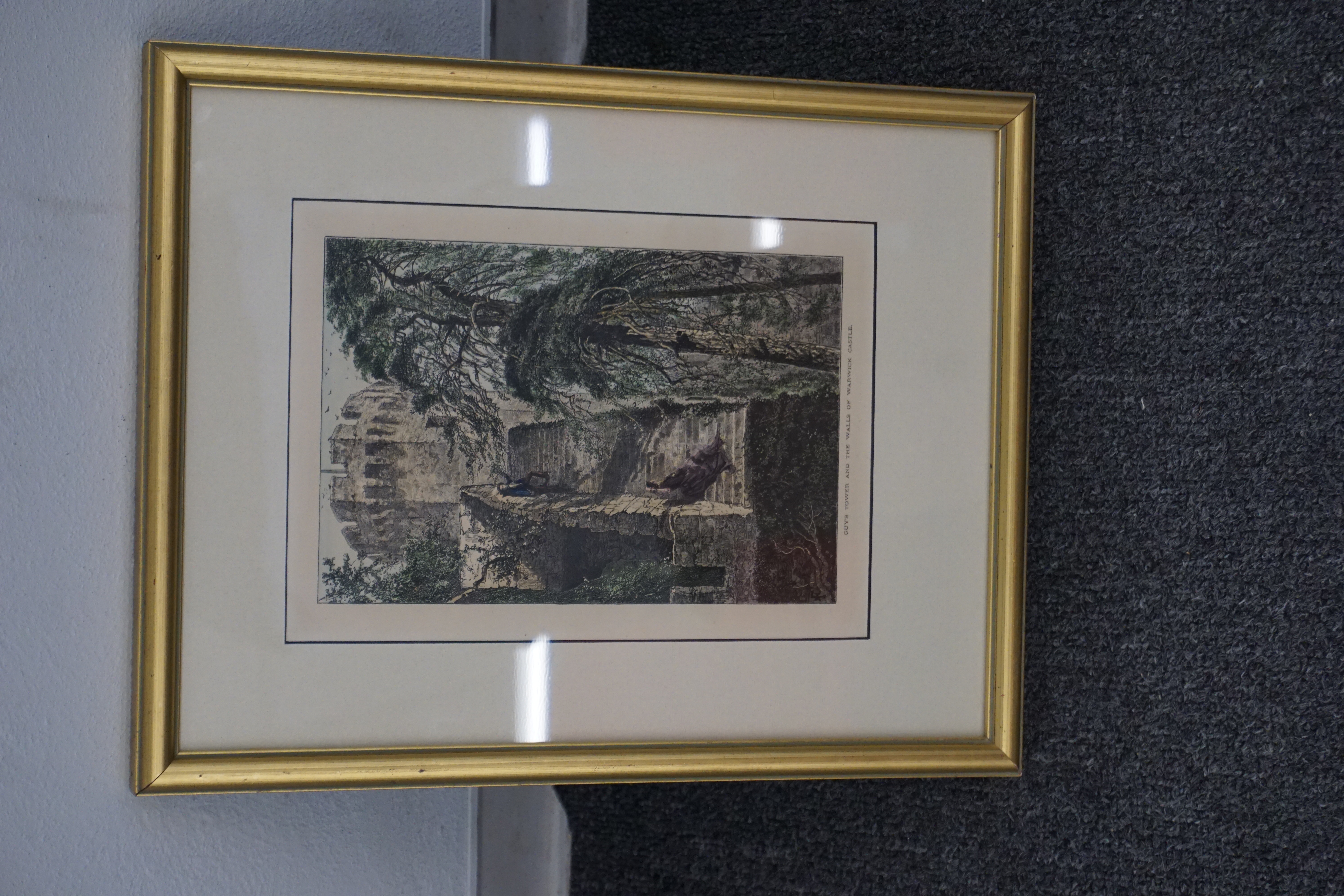 (image for) Guy's tower and the walls of Warwick Castle 1878 print framed in Tru Vue Conservation Glass (5115)