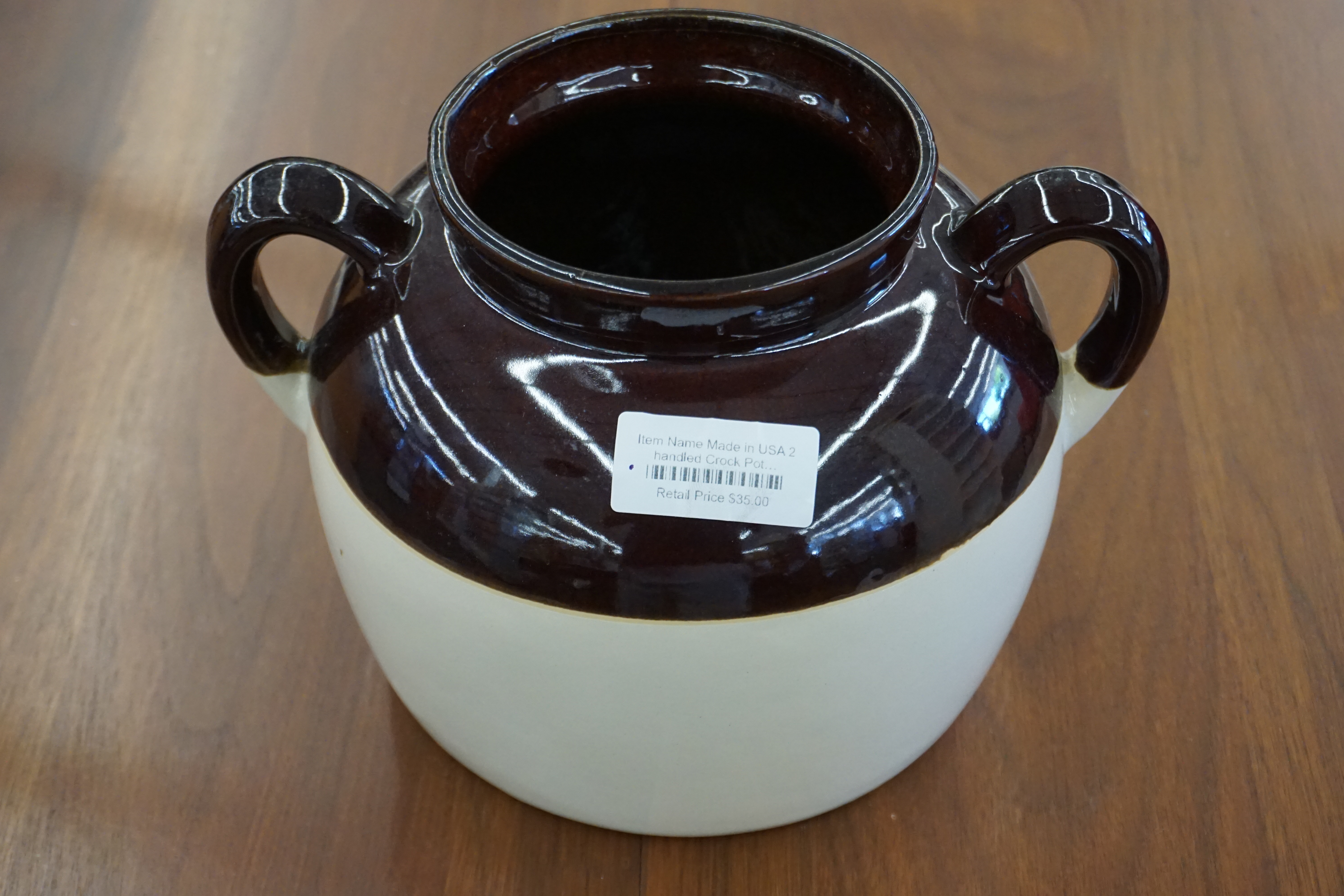 (image for) Vintage two-handle crock pot made in U.S.A. (9892)