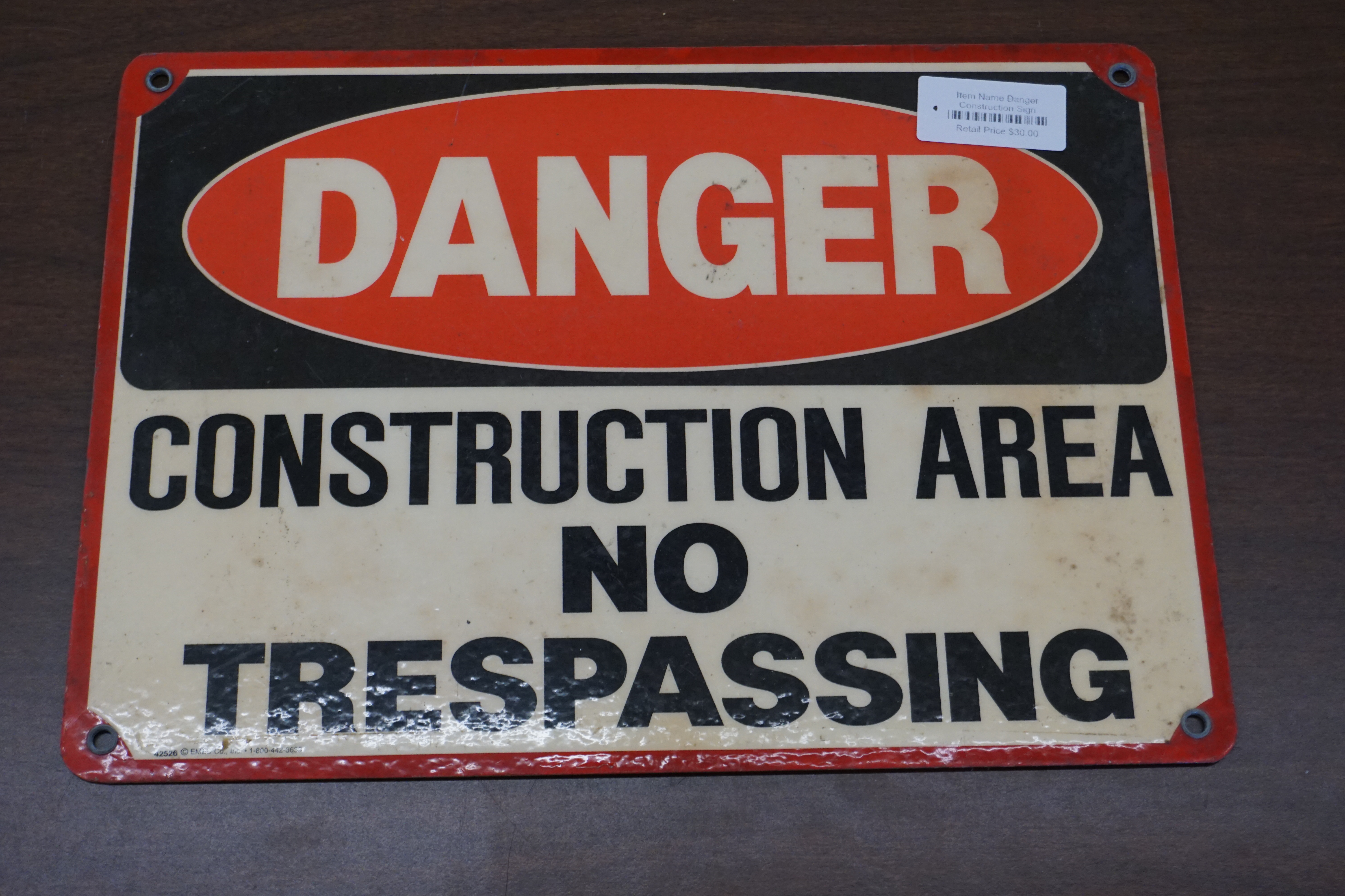 (image for) "Danger Construction Area" metal sign (9213)