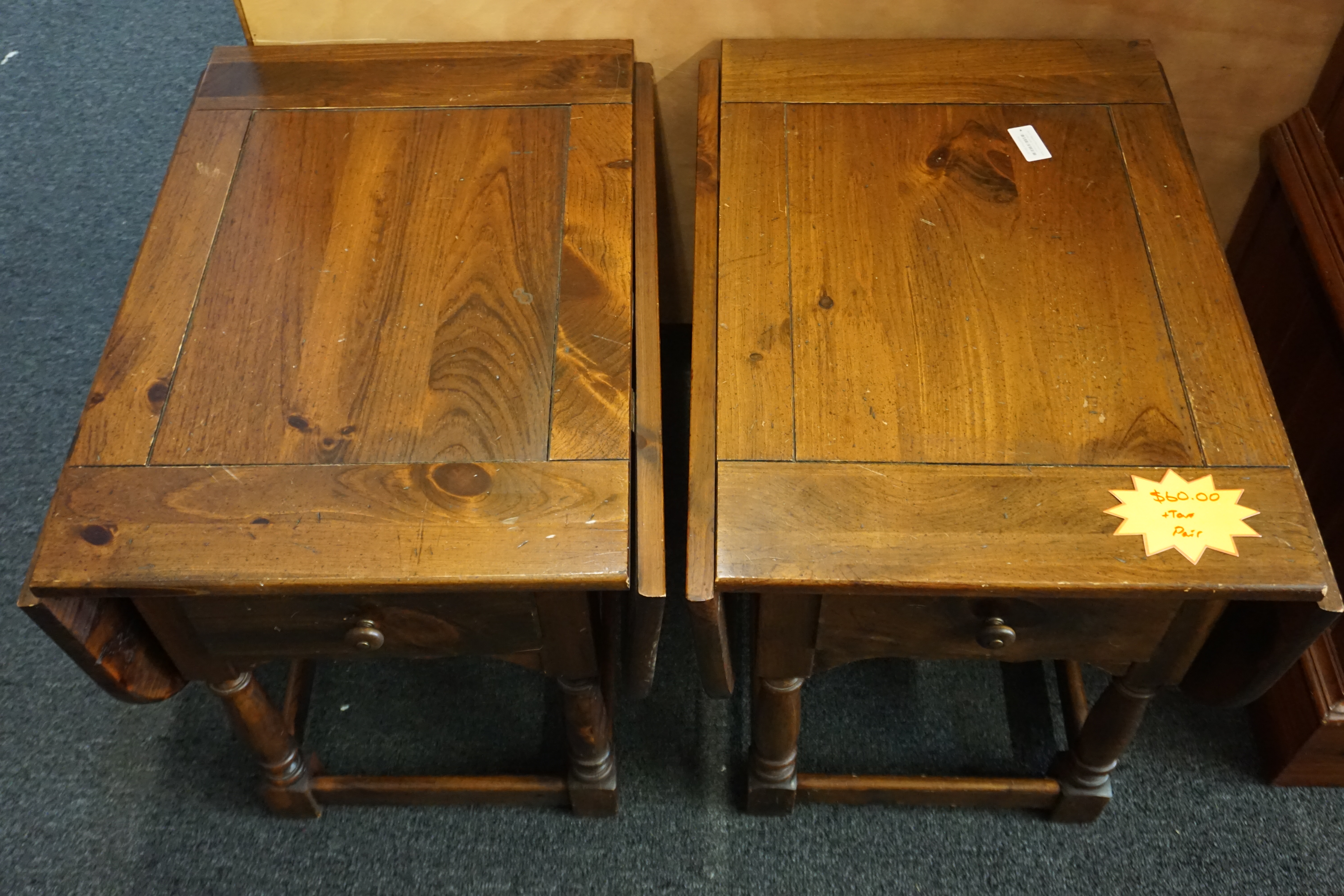 (image for) Pair of wooden Mersman dropleaf side tables (9325)