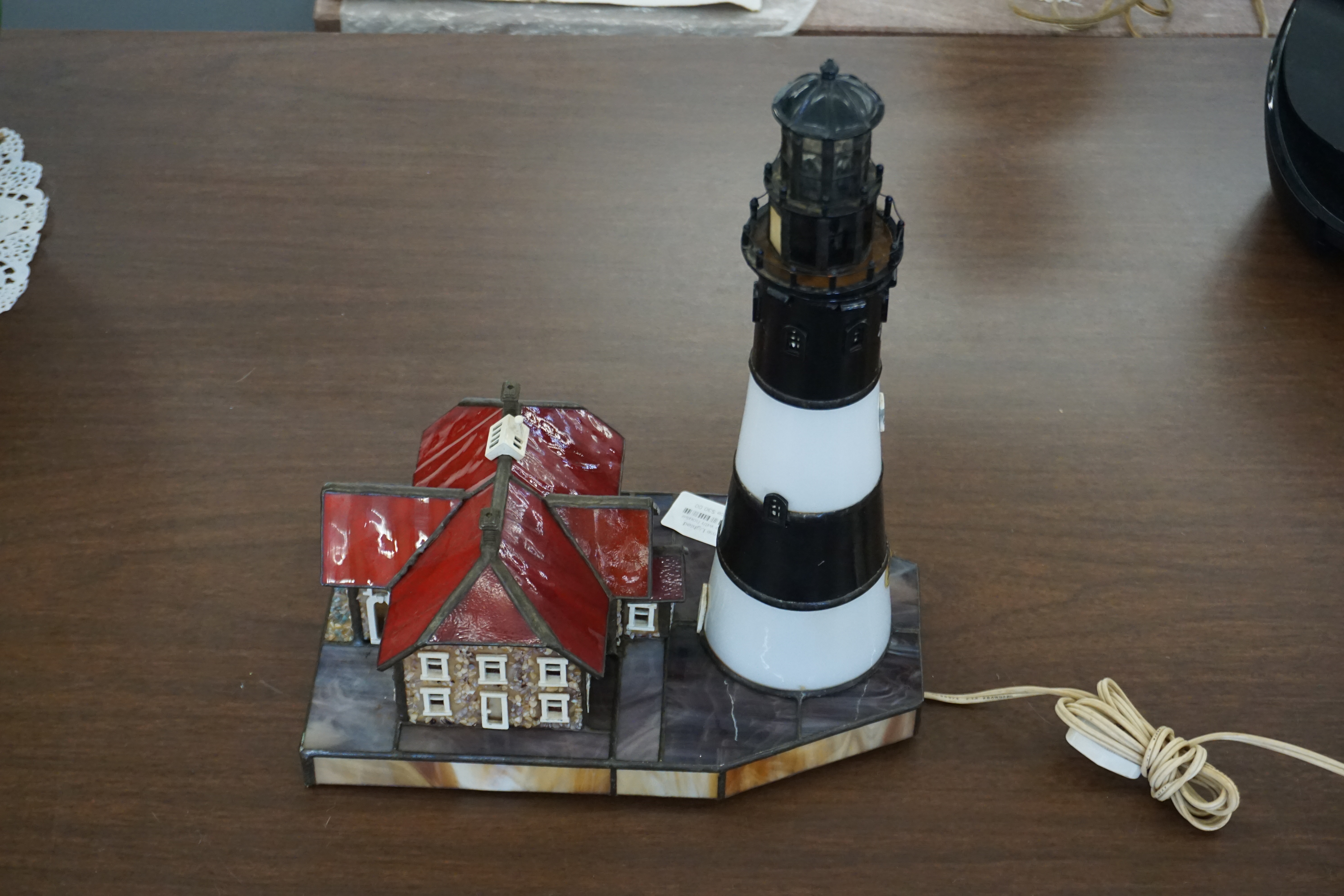 (image for) Fire Island NY "Coastal Heritage Collection" Limited Edition lighted stained glass lighthouse and house (10343)