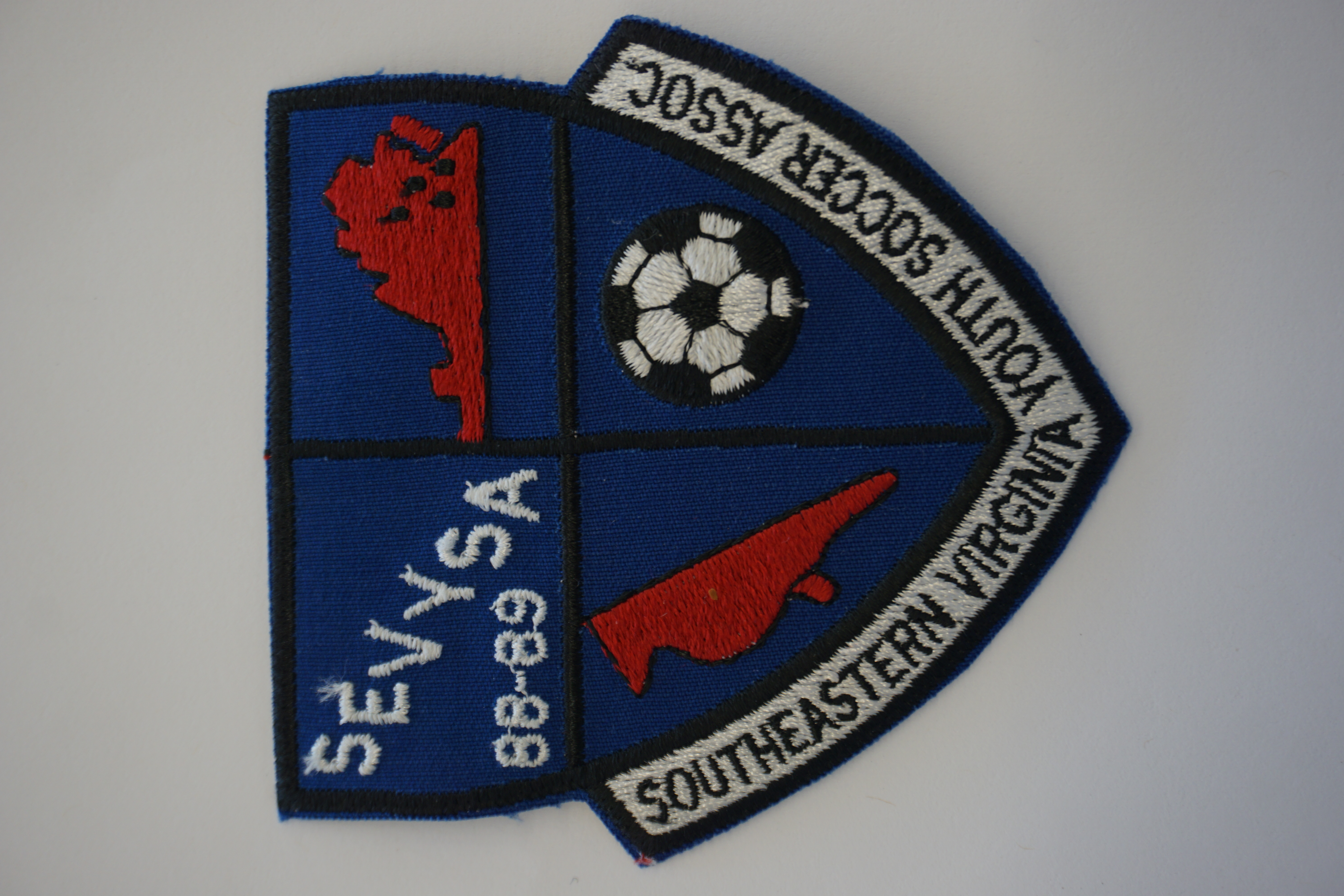 (image for) Sevysa 88-89 Southeastern Virginia Soccer Assoc. Patch 4" x 4" (10491)