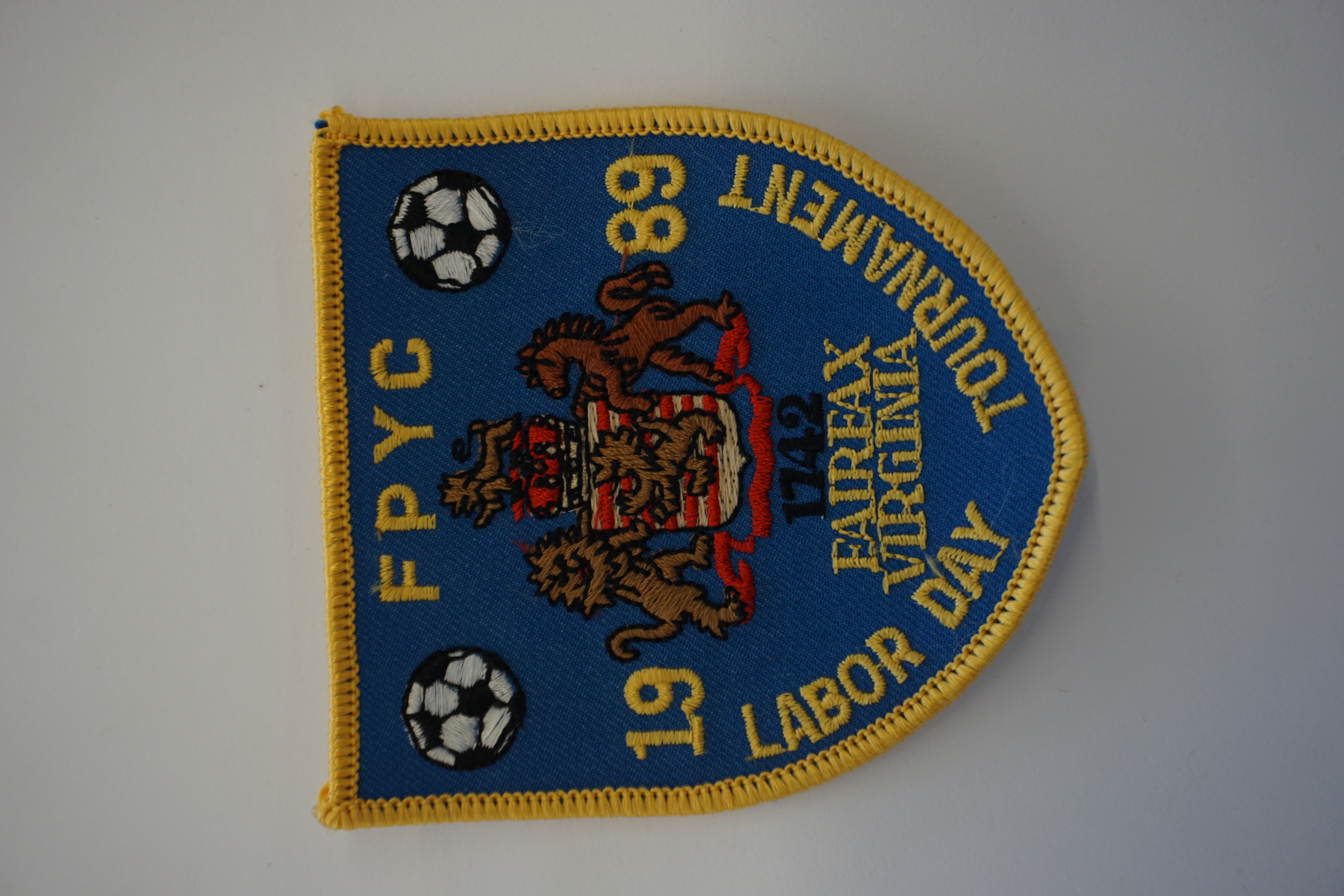 (image for) 1989 NPYC Fairfax Virginia Labor Day Tournament Soccer Patch 3.25" x 3.5" (10503)