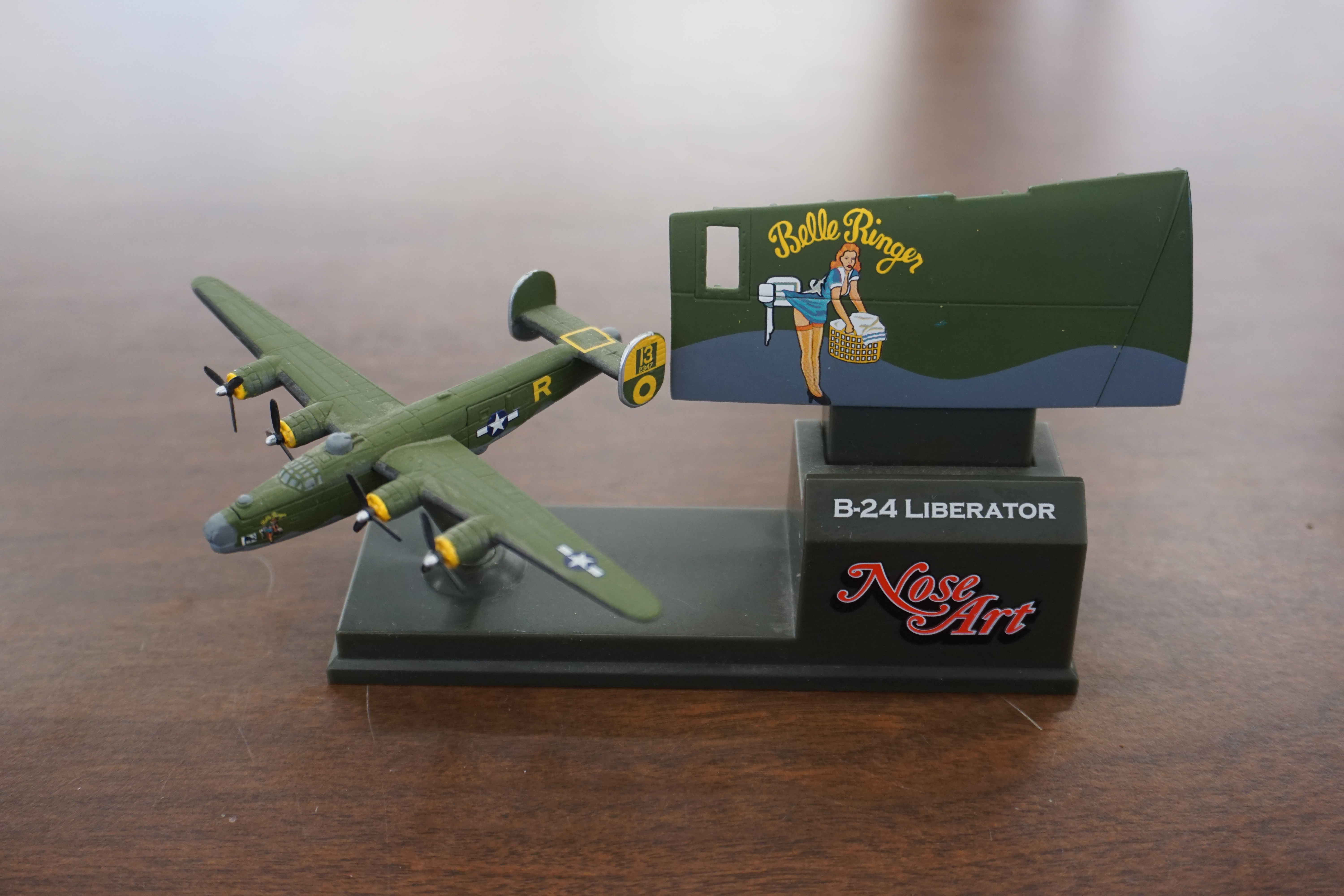 (image for) Corgi B-24 Liberator "Belle Ringer" airplane model with nose art stand (10653)