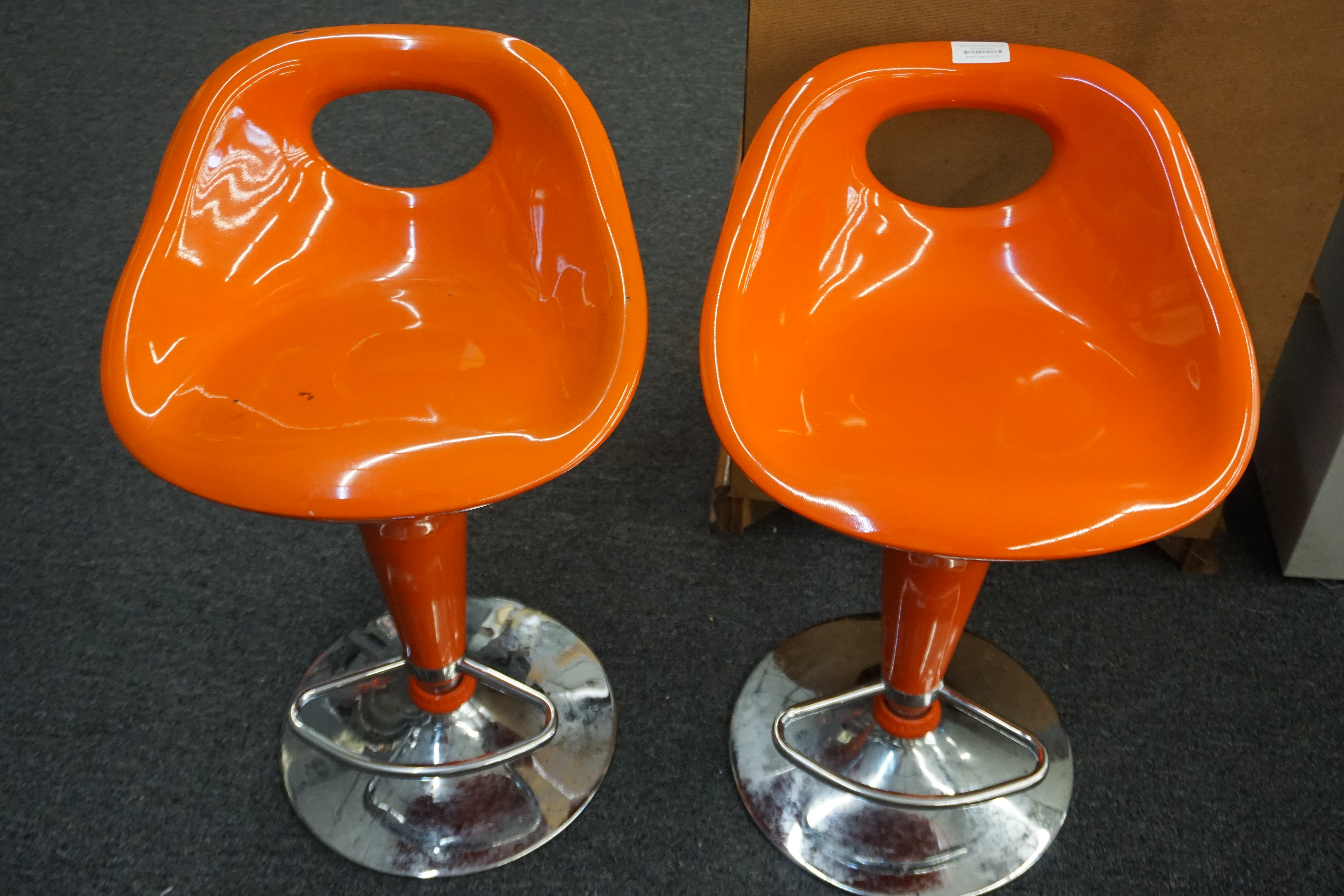 (image for) Orange Swivel Barstool Pair with adjustable height (10862)