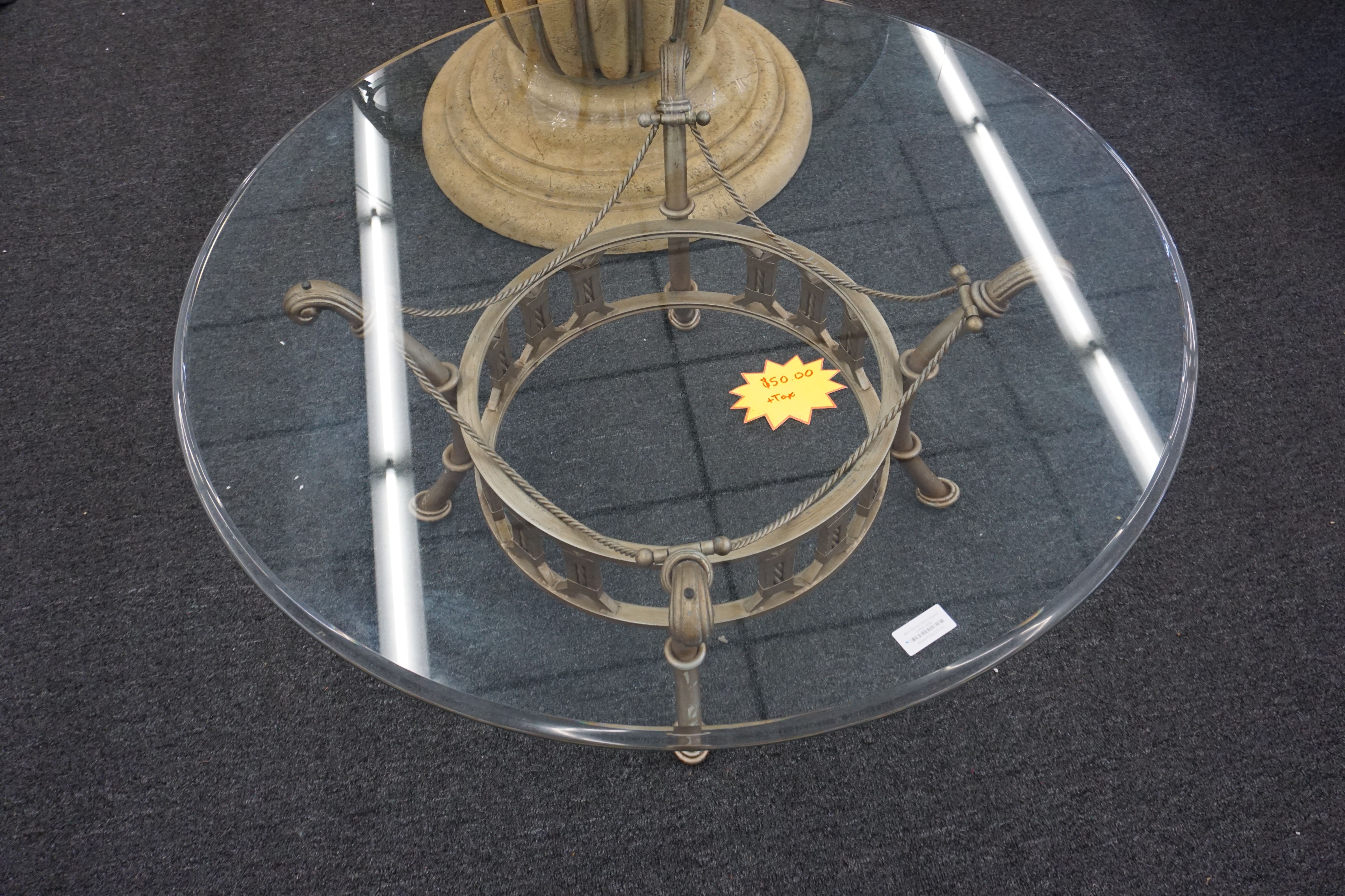 (image for) Round Glass Top Coffee Table with Metal Base (10864)