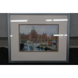 (image for) Alan Hopper "The BC Legislature" framed watercolor painting (9786)