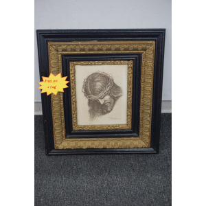 (image for) Black and gold wood framed Jesus Christ signed art piece (9968)